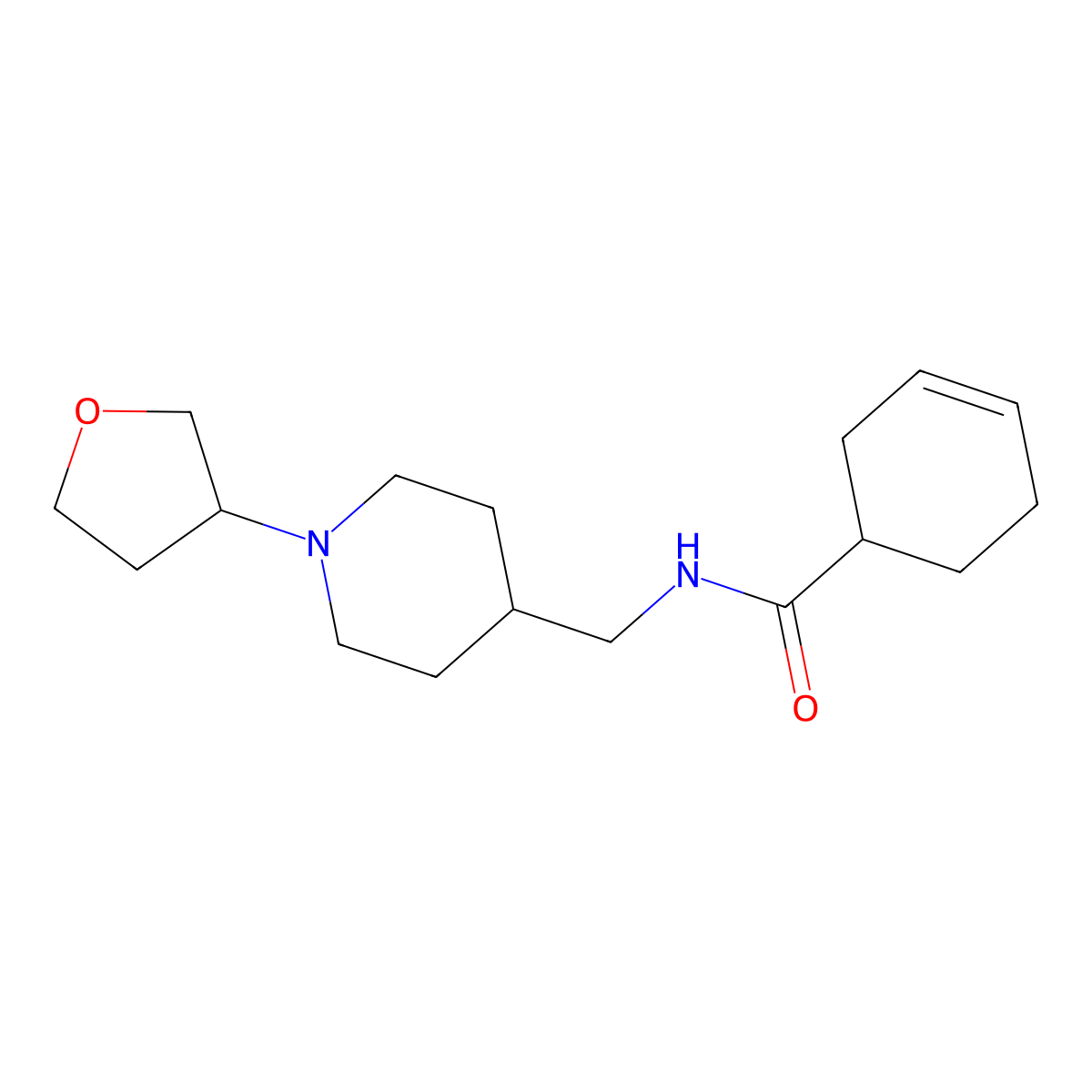 N-((1-(tetrahydrofuran-3-yl)piperidin-4-yl)methyl)cyclohex-3-enecarboxamide molecular structure, CAS 2034555-45-6