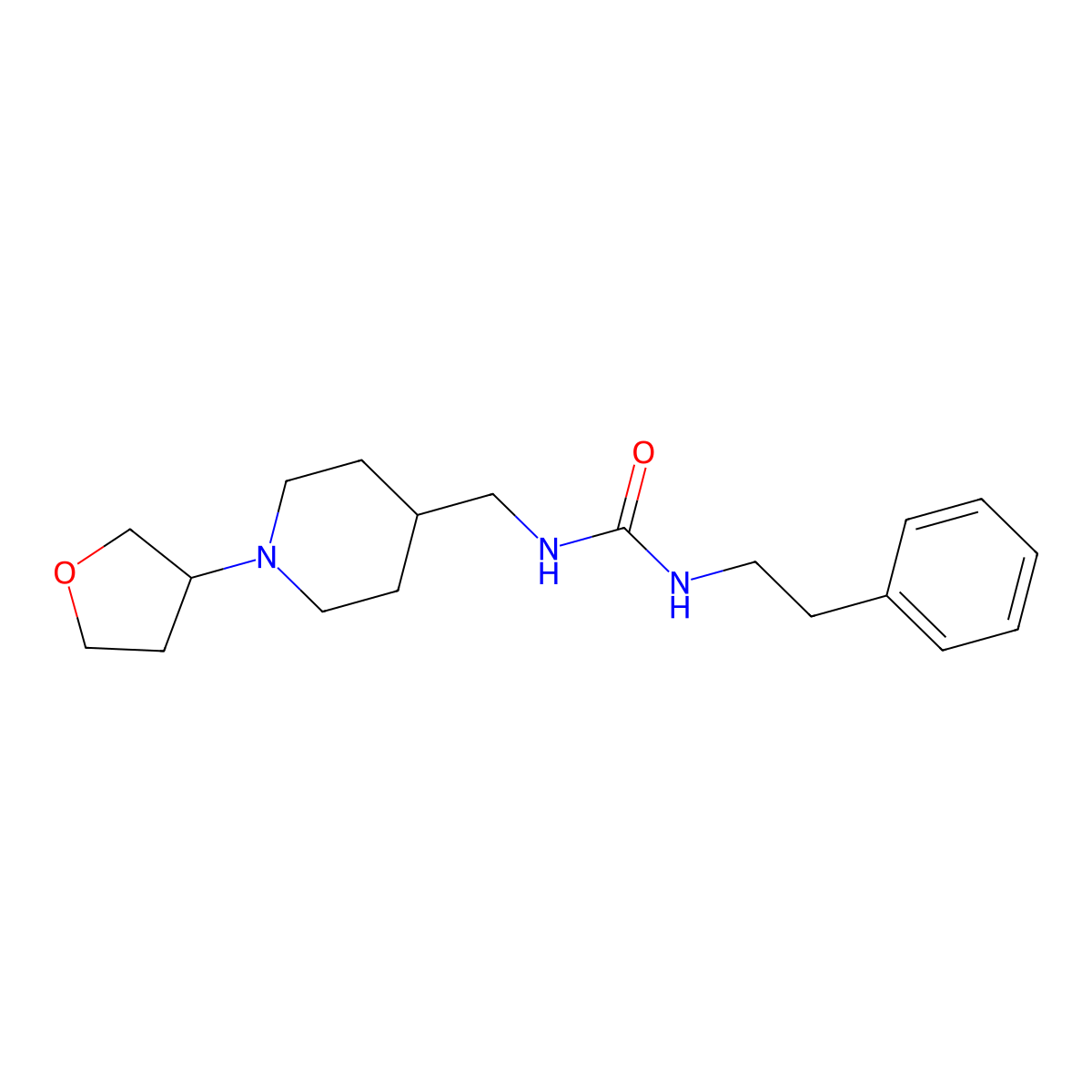 1-Phenethyl-3-((1-(tetrahydrofuran-3-yl)piperidin-4-yl)methyl)urea molecular structure, CAS 2034555-50-3