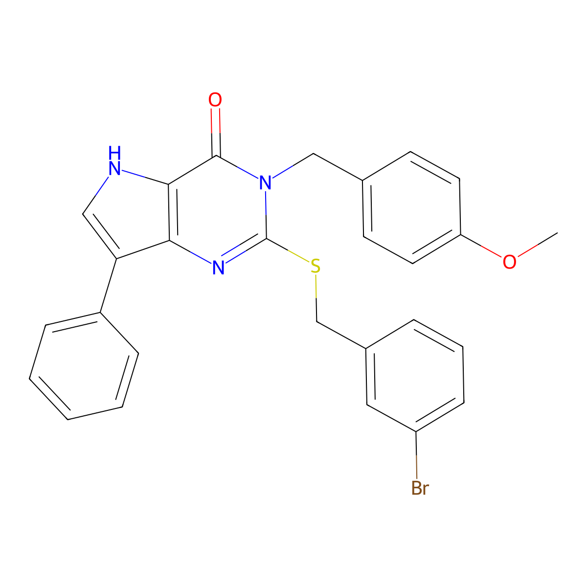 2-((3-bromobenzyl)thio)-3-(4-methoxybenzyl)-7-phenyl-3H-pyrrolo[3,2-d]pyrimidin-4(5H)-one molecular structure, CAS 2034555-58-1