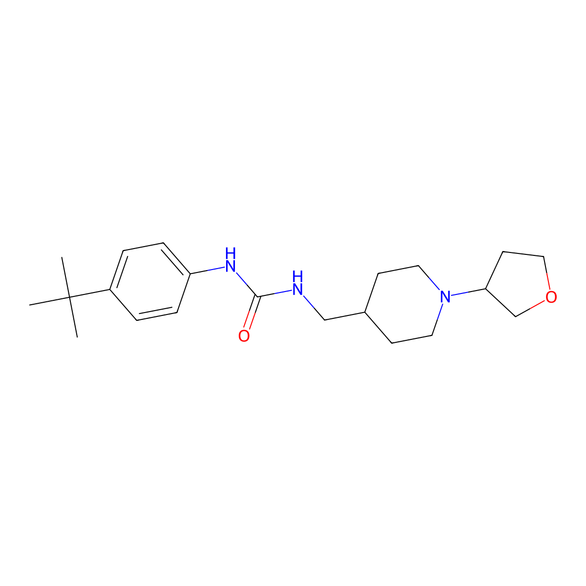 1-(4-(Tert-butyl)phenyl)-3-((1-(tetrahydrofuran-3-yl)piperidin-4-yl)methyl)urea molecular structure, CAS 2034555-60-5