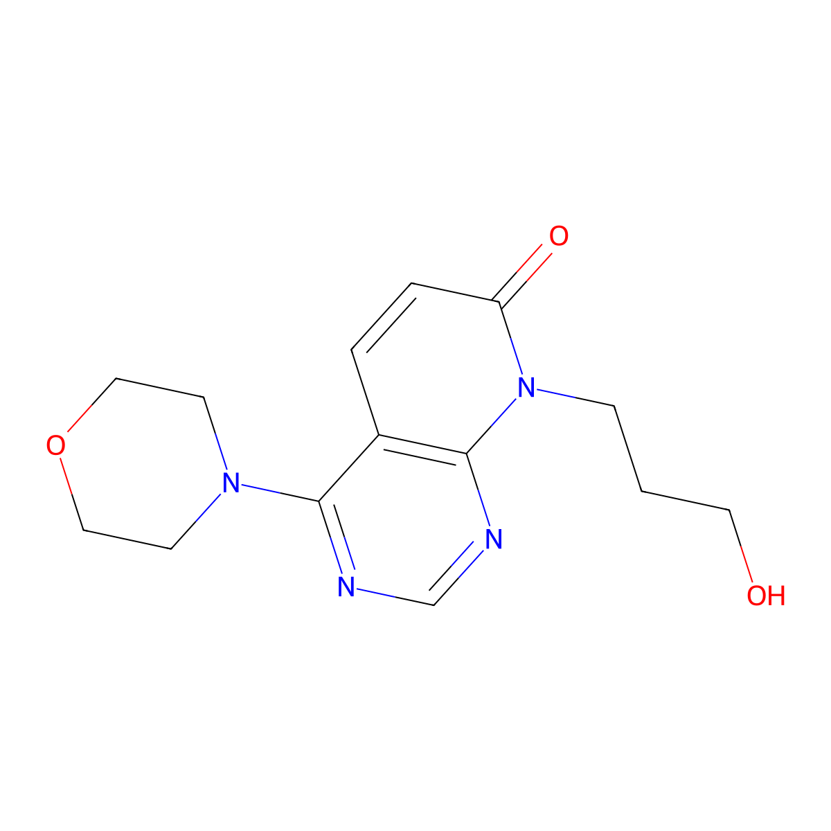 8-(3-hydroxypropyl)-4-morpholinopyrido[2,3-d]pyrimidin-7(8H)-one molecular structure, CAS 2034555-61-6