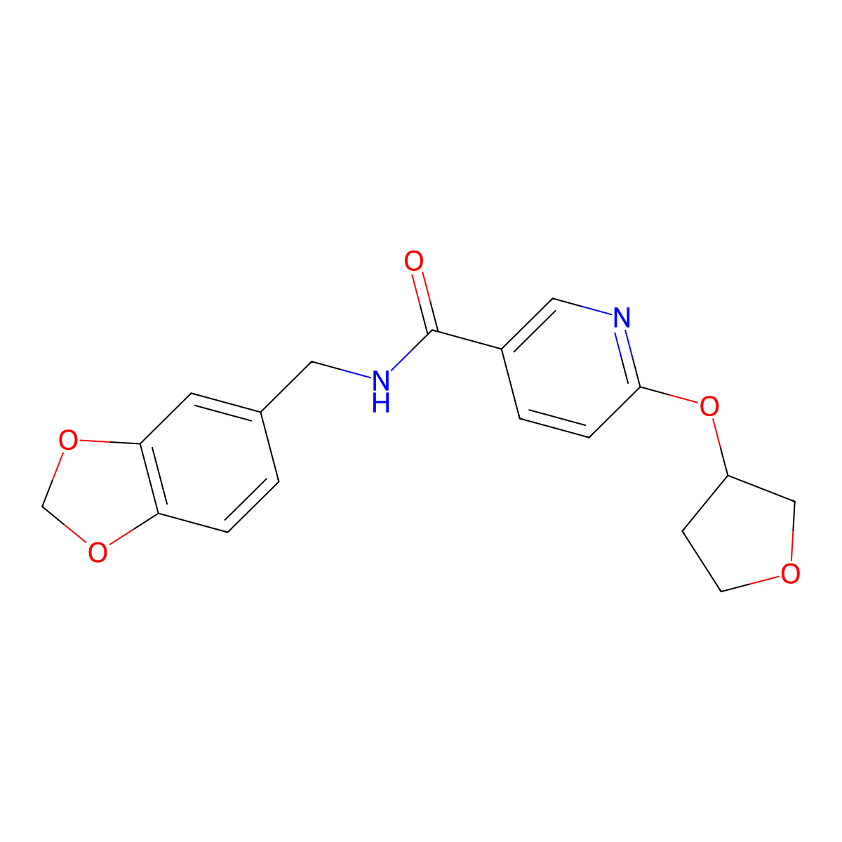 N-(benzo[d][1,3]dioxol-5-ylmethyl)-6-((tetrahydrofuran-3-yl)oxy)nicotinamide molecular structure, CAS 2034555-64-9