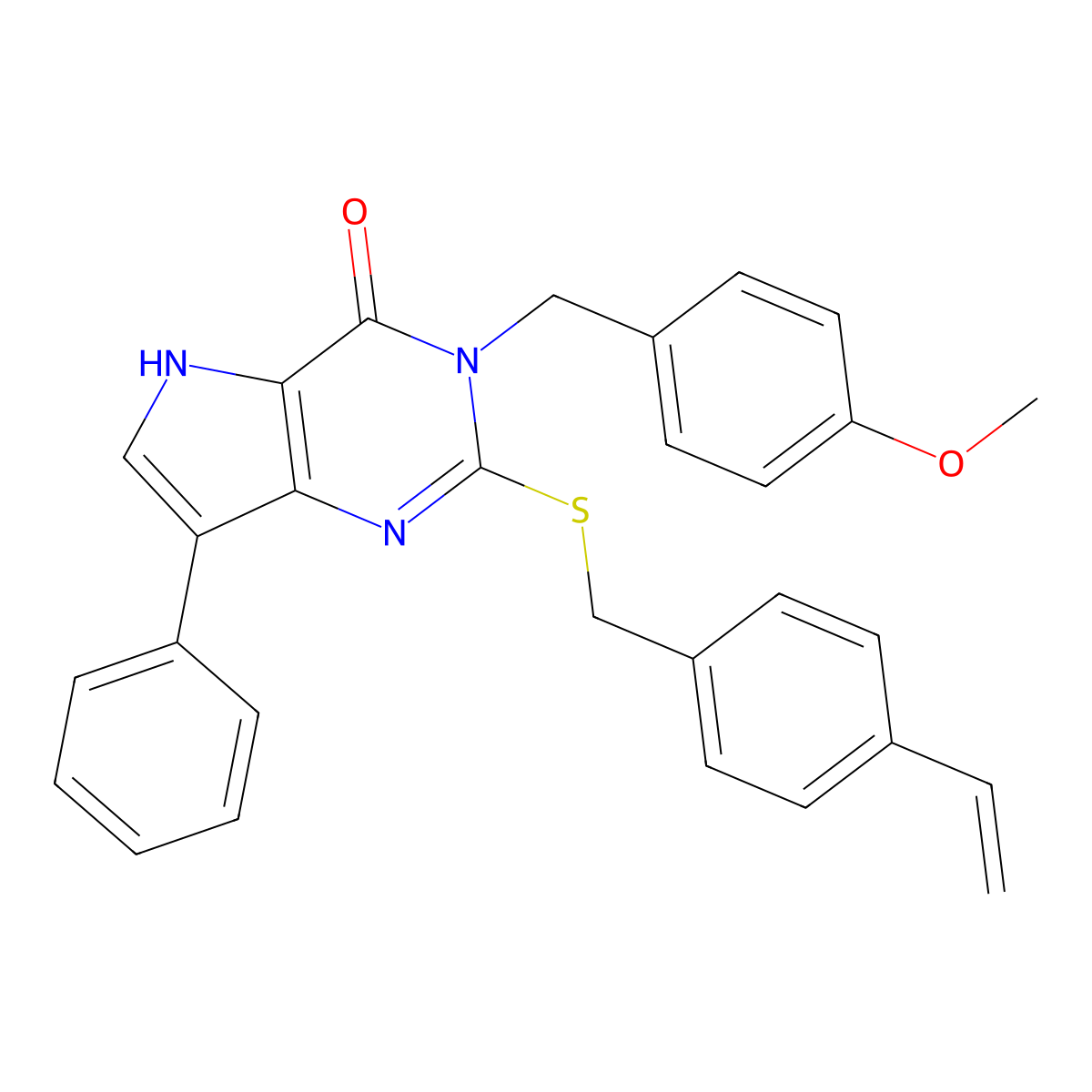 3-(4-methoxybenzyl)-7-phenyl-2-((4-vinylbenzyl)thio)-3H-pyrrolo[3,2-d]pyrimidin-4(5H)-one molecular structure, CAS 2034555-67-2