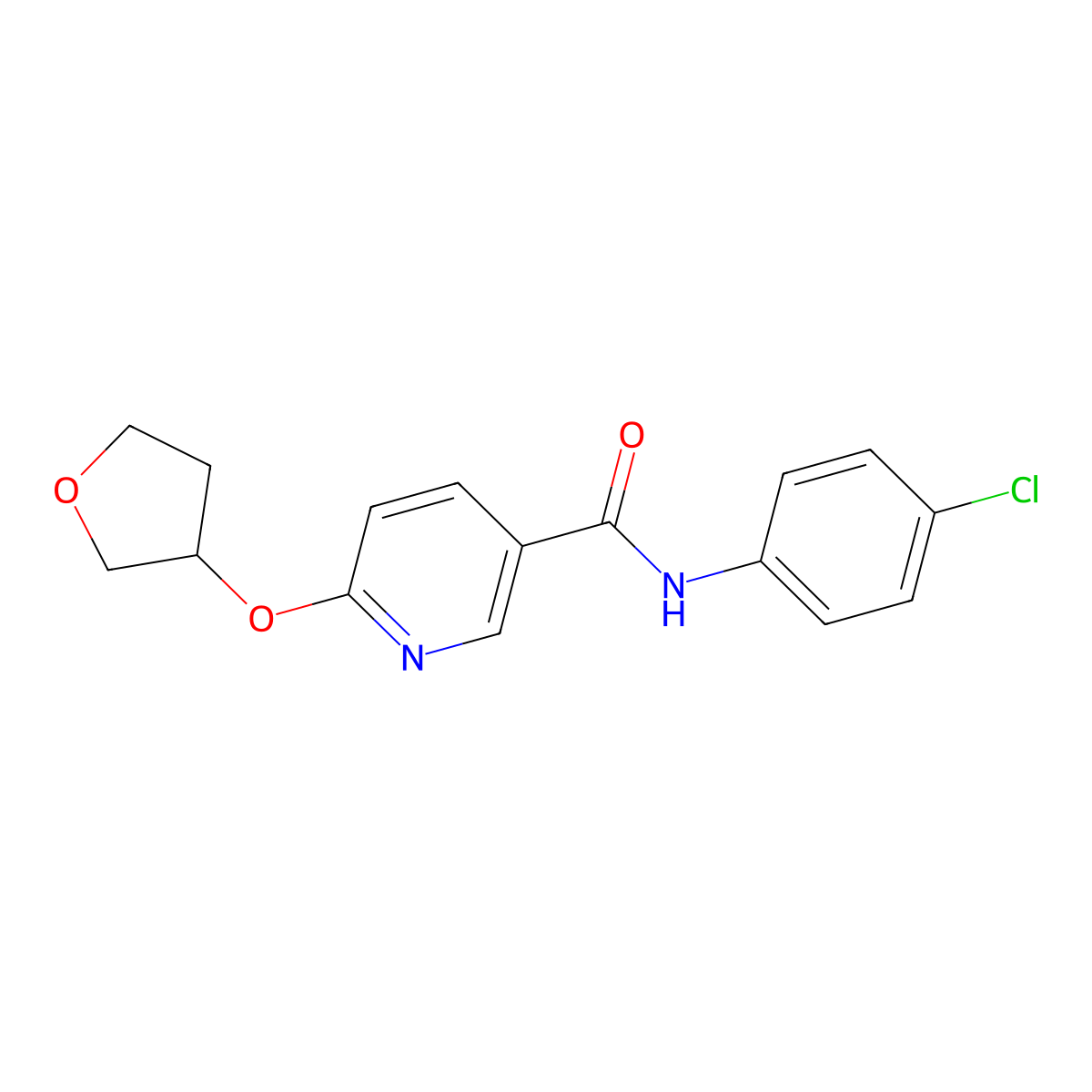 N-(4-chlorophenyl)-6-((tetrahydrofuran-3-yl)oxy)nicotinamide molecular structure, CAS 2034555-69-4