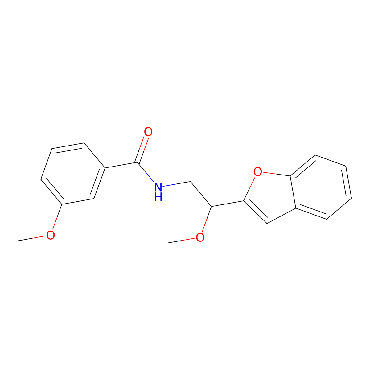 N-(2-(benzofuran-2-yl)-2-methoxyethyl)-3-methoxybenzamide molecular structure, CAS 2034555-73-0