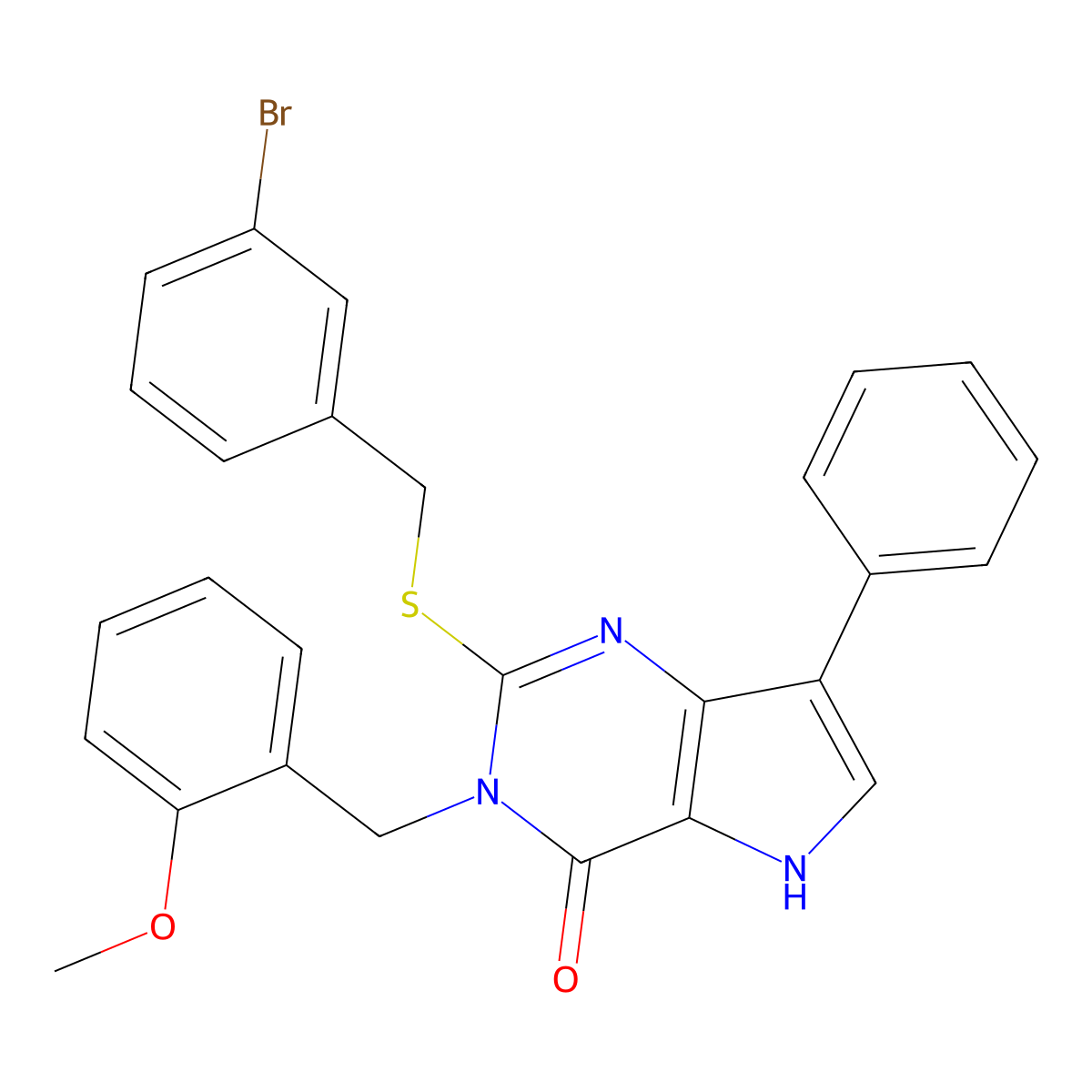 2-((3-bromobenzyl)thio)-3-(2-methoxybenzyl)-7-phenyl-3H-pyrrolo[3,2-d]pyrimidin-4(5H)-one molecular structure, CAS 2034555-78-5