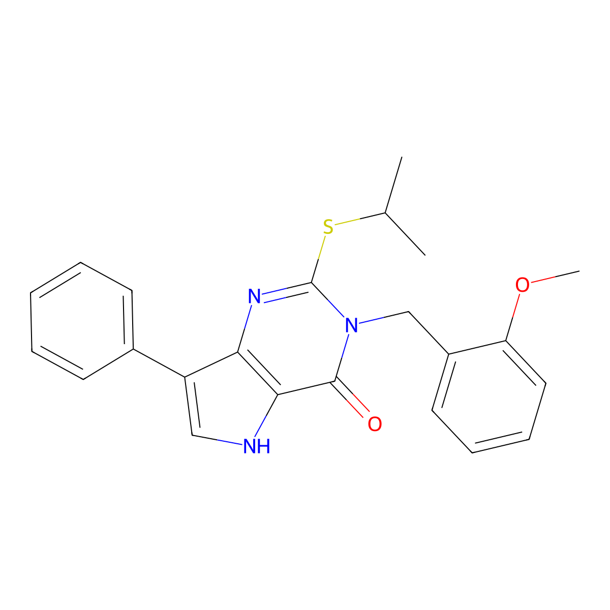 2-(isopropylthio)-3-(2-methoxybenzyl)-7-phenyl-3H-pyrrolo[3,2-d]pyrimidin-4(5H)-one molecular structure, CAS 2034555-82-1