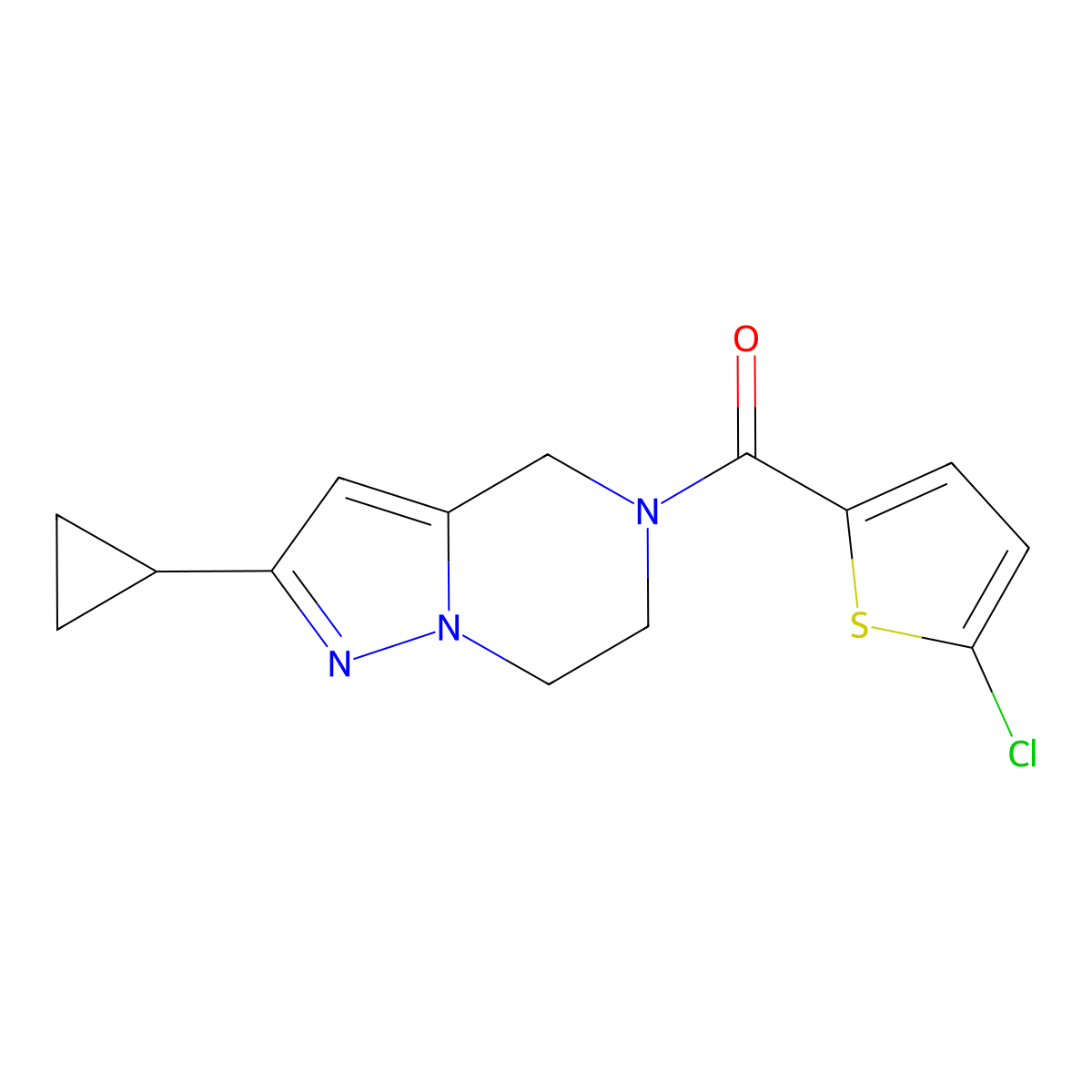 5-(5-chlorothiophene-2-carbonyl)-2-cyclopropyl-4H,5H,6H,7H-pyrazolo[1,5-a]pyrazine molecular structure, CAS 2034555-86-5