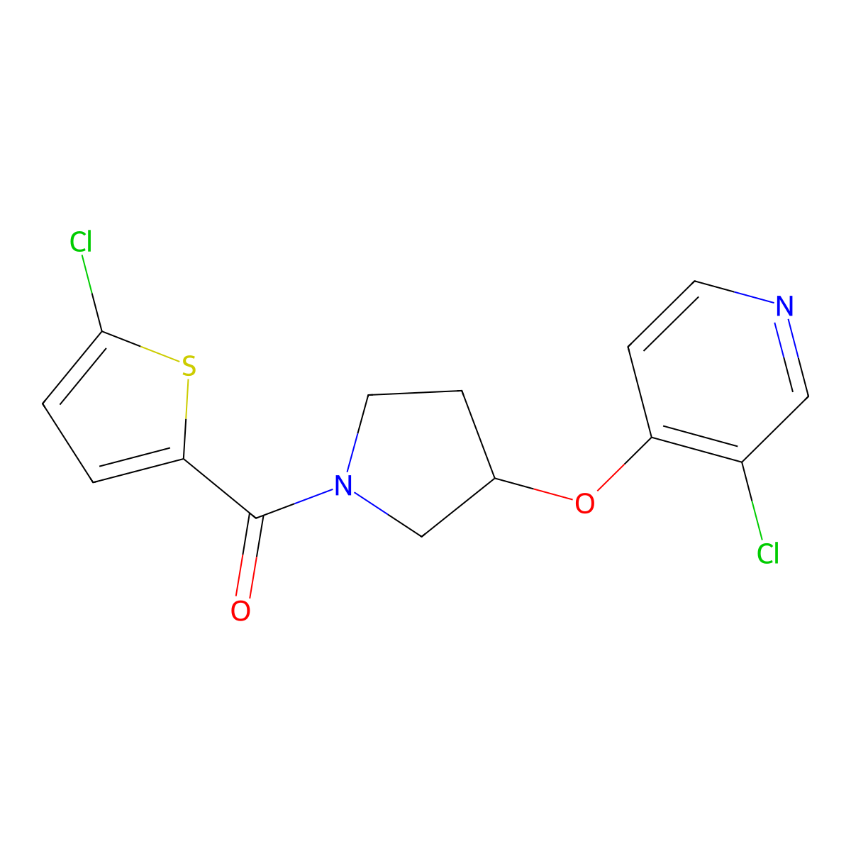 (3-((3-Chloropyridin-4-yl)oxy)pyrrolidin-1-yl)(5-chlorothiophen-2-yl)methanone molecular structure, CAS 2034555-88-7