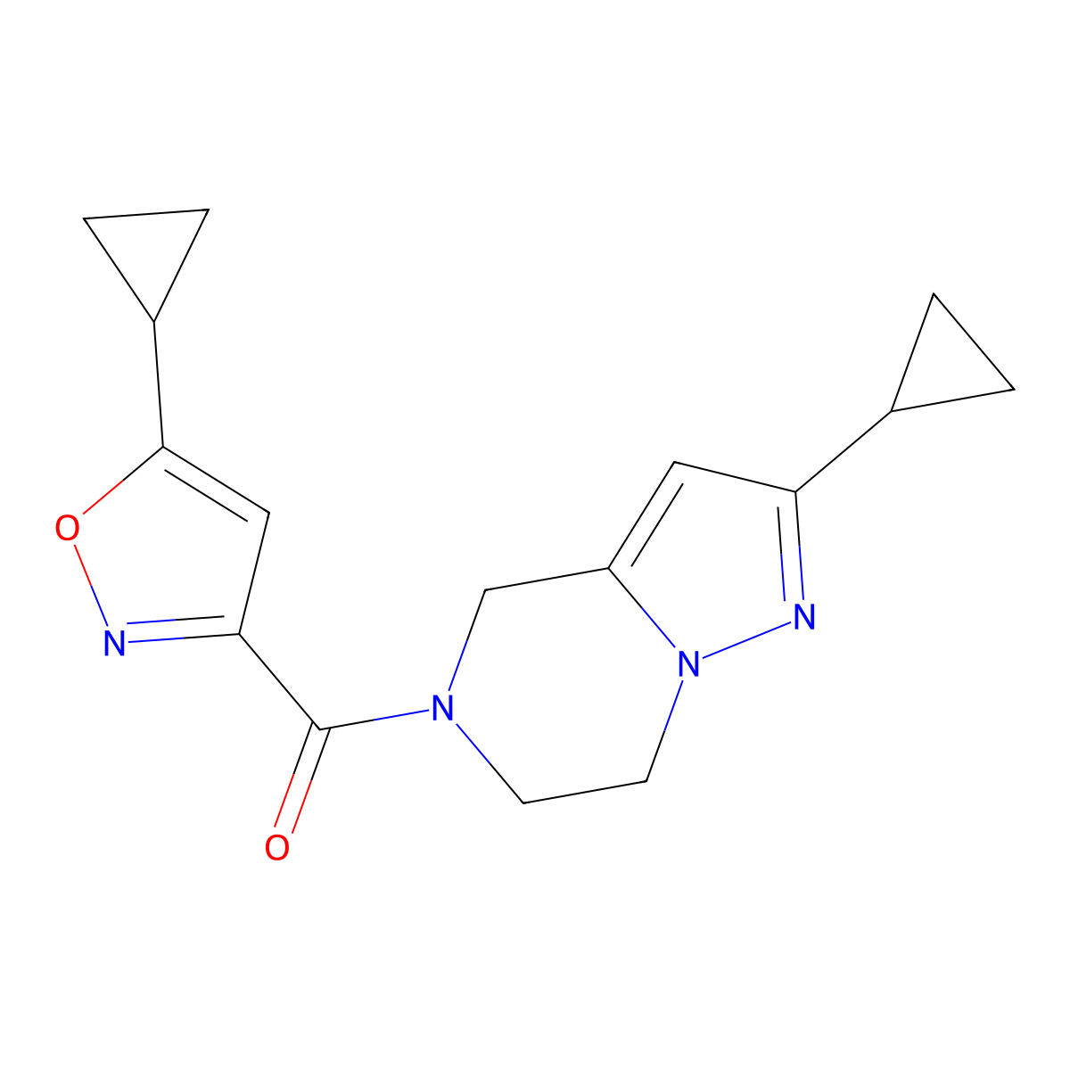 (2-cyclopropyl-6,7-dihydropyrazolo[1,5-a]pyrazin-5(4H)-yl)(5-cyclopropylisoxazol-3-yl)methanone molecular structure, CAS 2034555-94-5