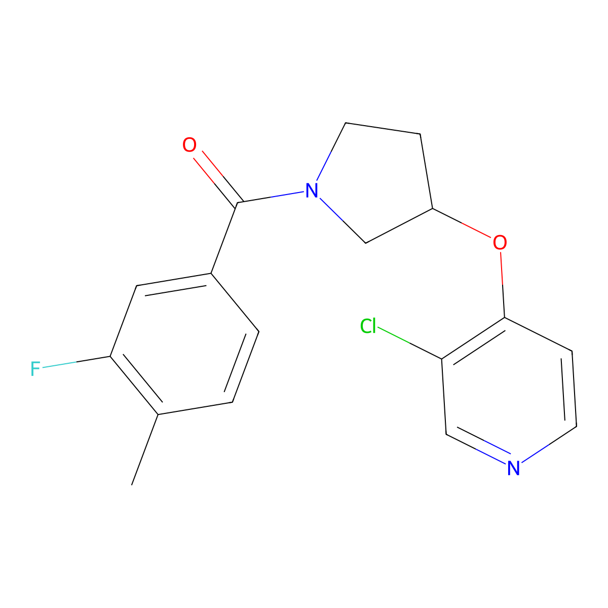 (3-((3-Chloropyridin-4-yl)oxy)pyrrolidin-1-yl)(3-fluoro-4-methylphenyl)methanone molecular structure, CAS 2034556-02-8