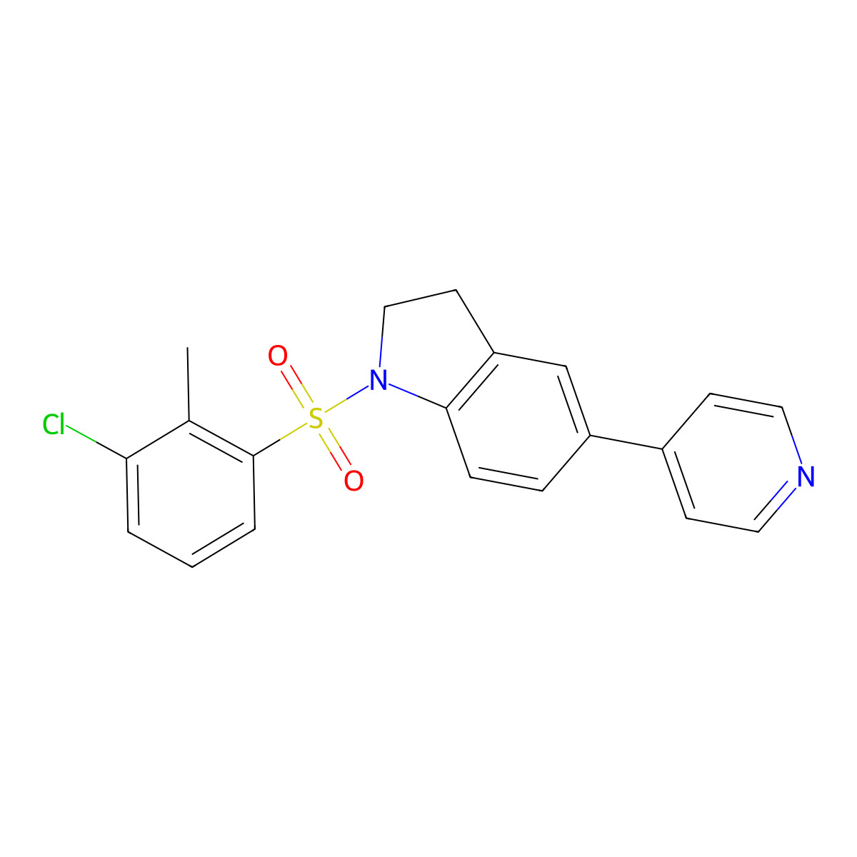 1-((3-Chloro-2-methylphenyl)sulfonyl)-5-(pyridin-4-yl)indoline molecular structure, CAS 2034556-11-9