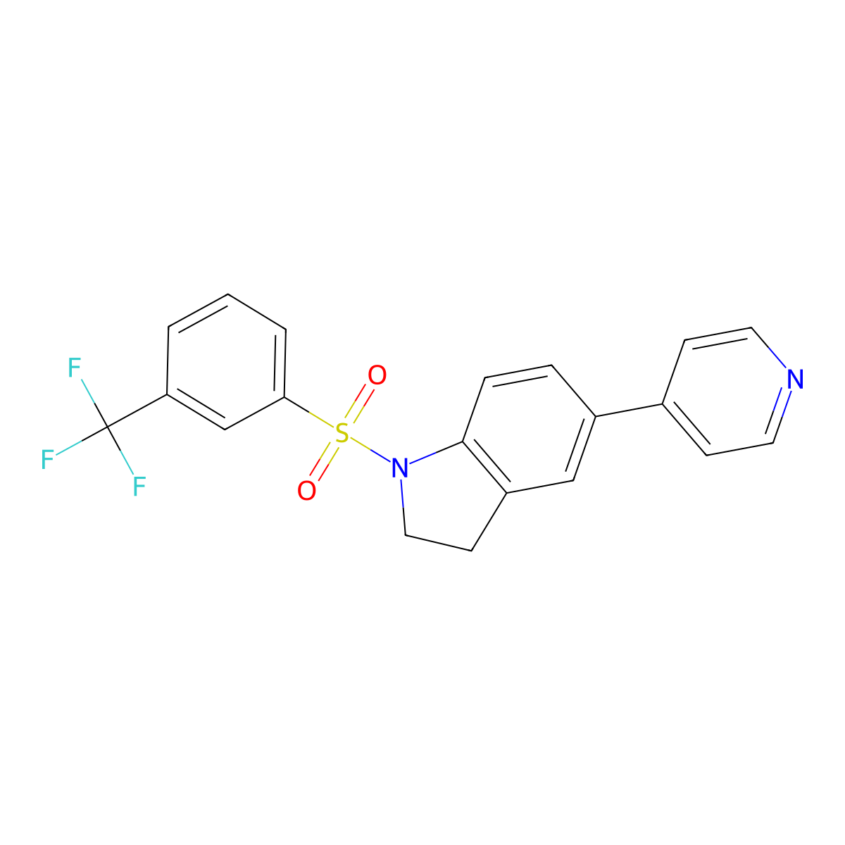 5-(Pyridin-4-yl)-1-((3-(trifluoromethyl)phenyl)sulfonyl)indoline molecular structure, CAS 2034556-18-6