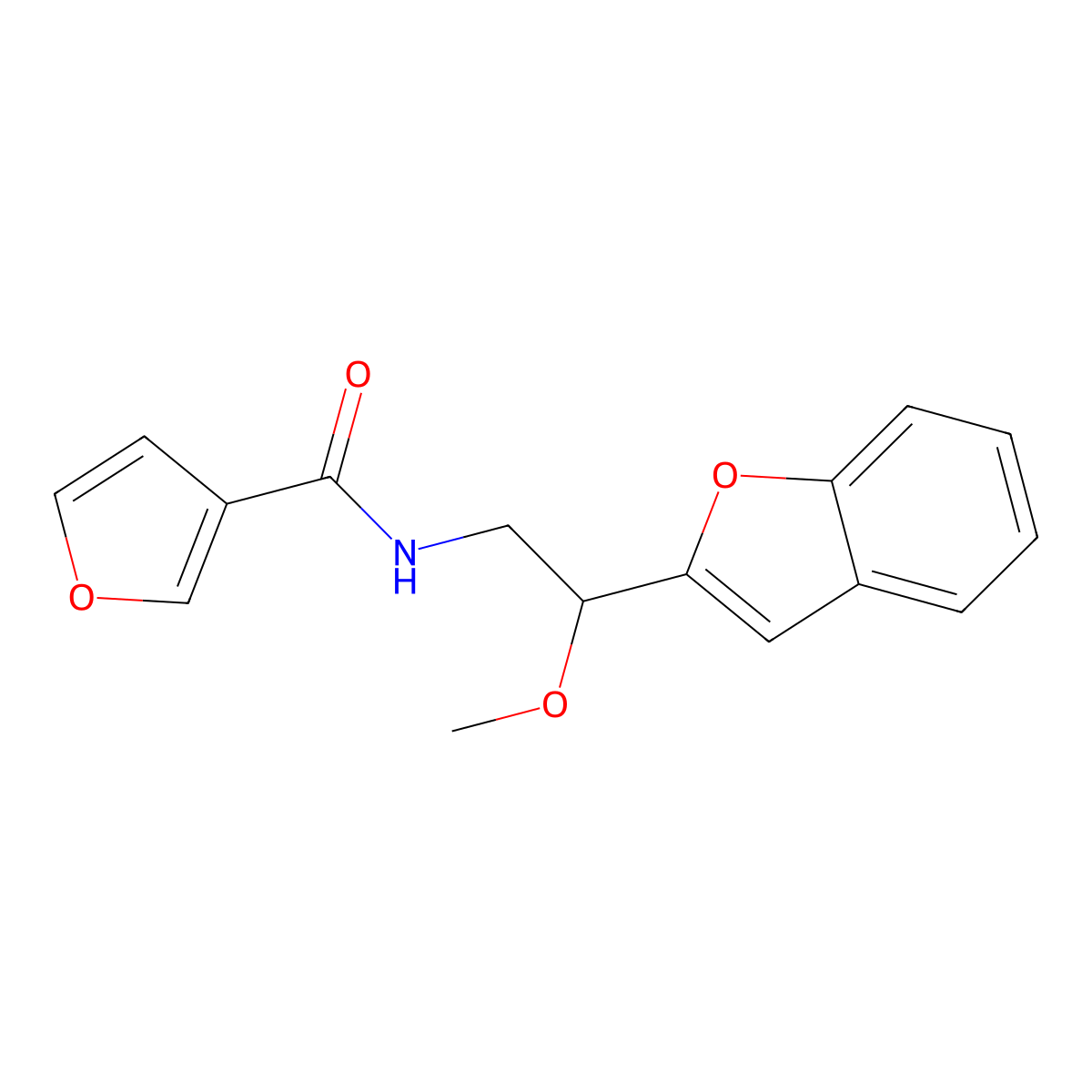 N-(2-(benzofuran-2-yl)-2-methoxyethyl)furan-3-carboxamide molecular structure, CAS 2034556-19-7