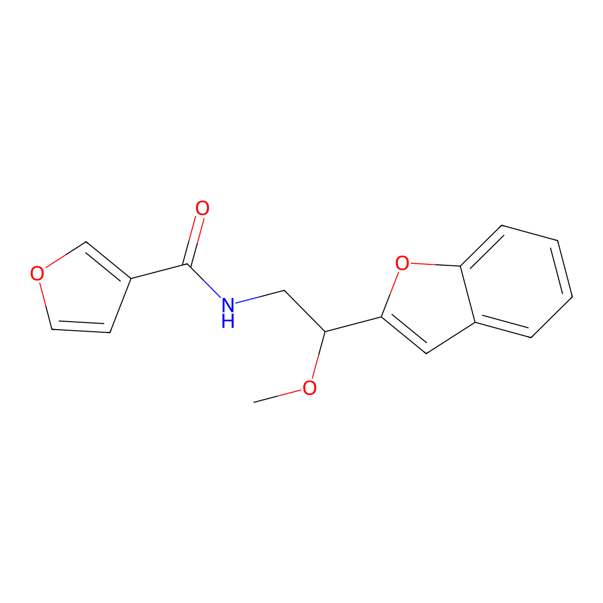 N-(2-(benzofuran-2-yl)-2-methoxyethyl)furan-3-carboxamide molecular structure, CAS 2034556-19-7
