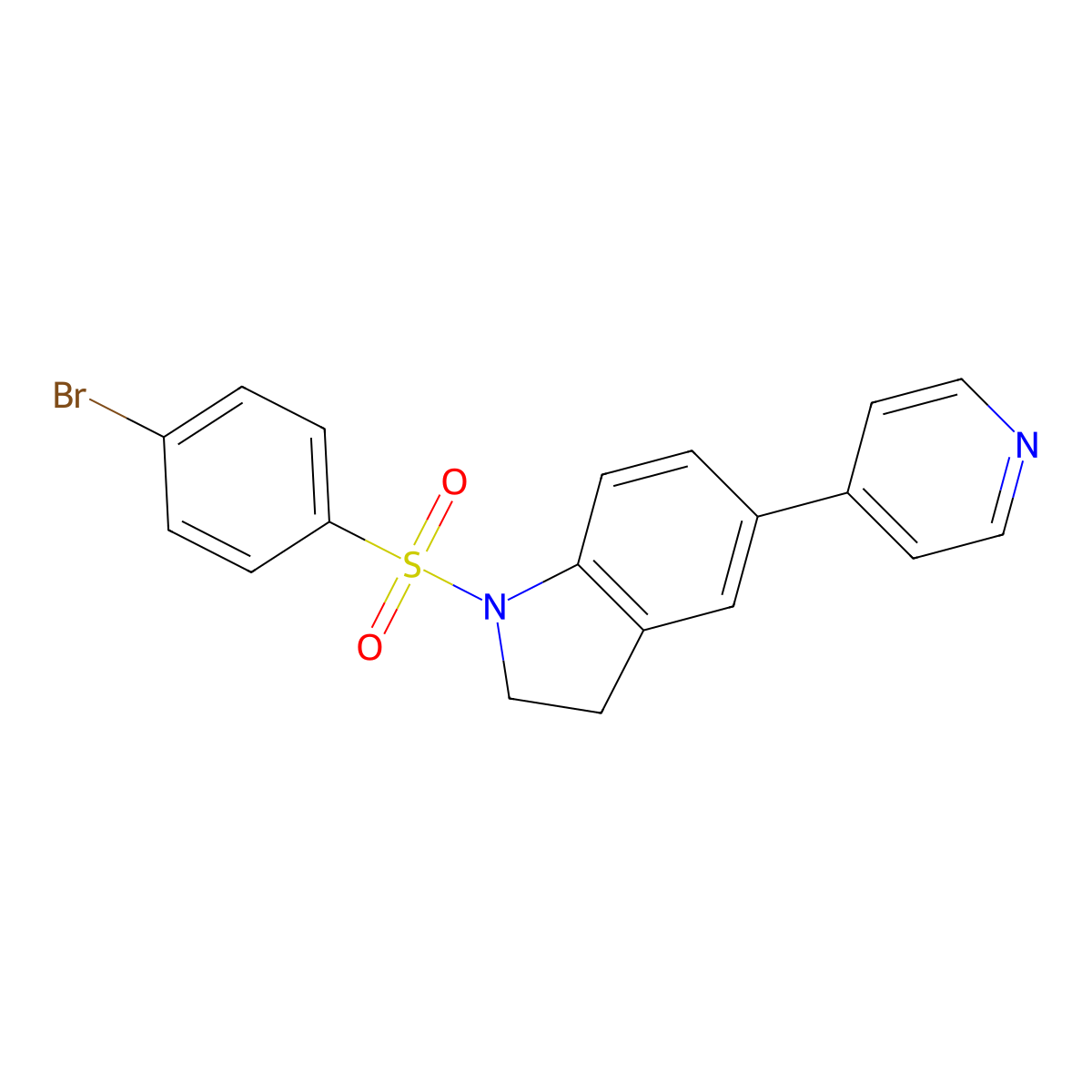 1-((4-Bromophenyl)sulfonyl)-5-(pyridin-4-yl)indoline molecular structure, CAS 2034556-26-6