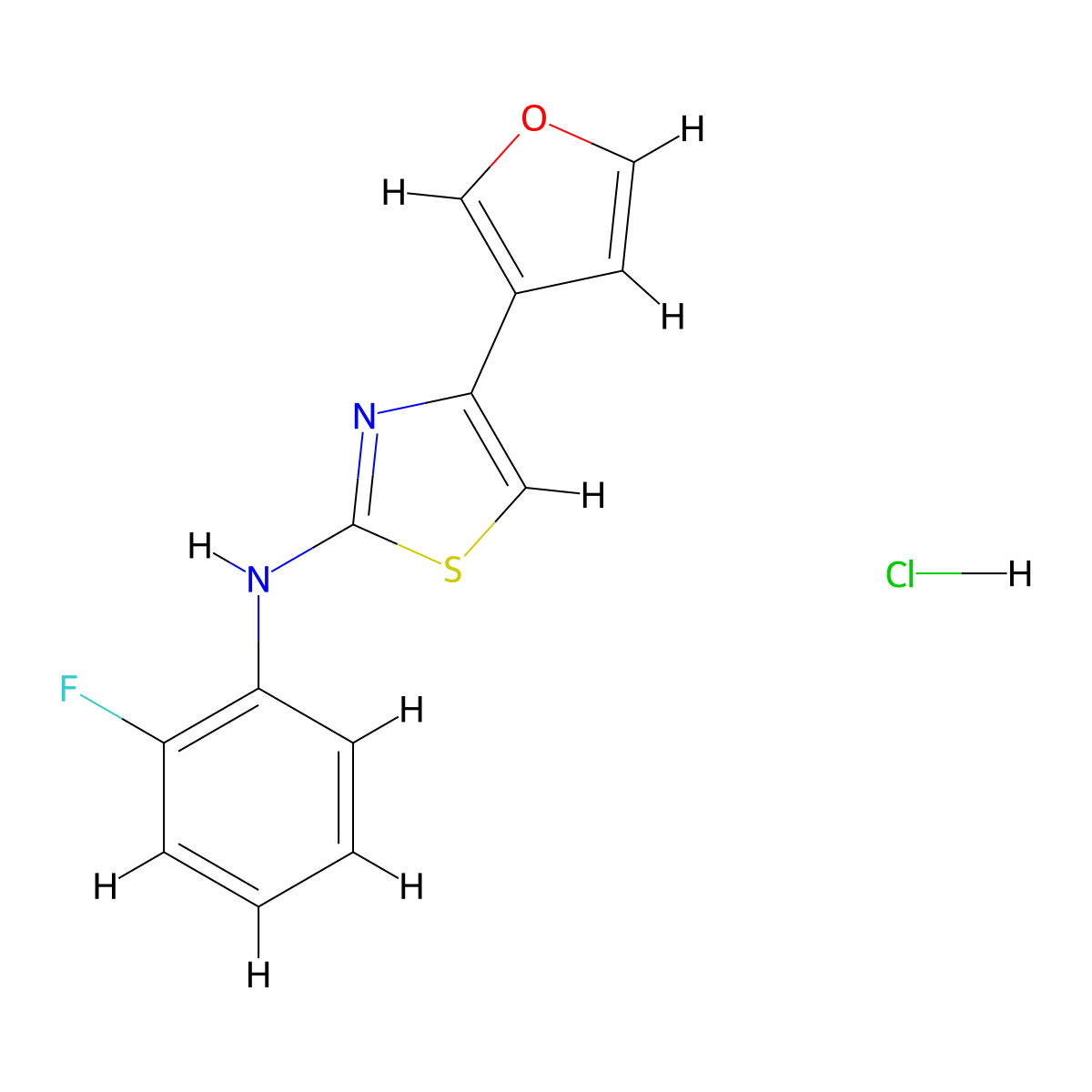 N-(2-fluorophenyl)-4-(furan-3-yl)thiazol-2-amine hydrochloride molecular structure, CAS 2034556-29-9
