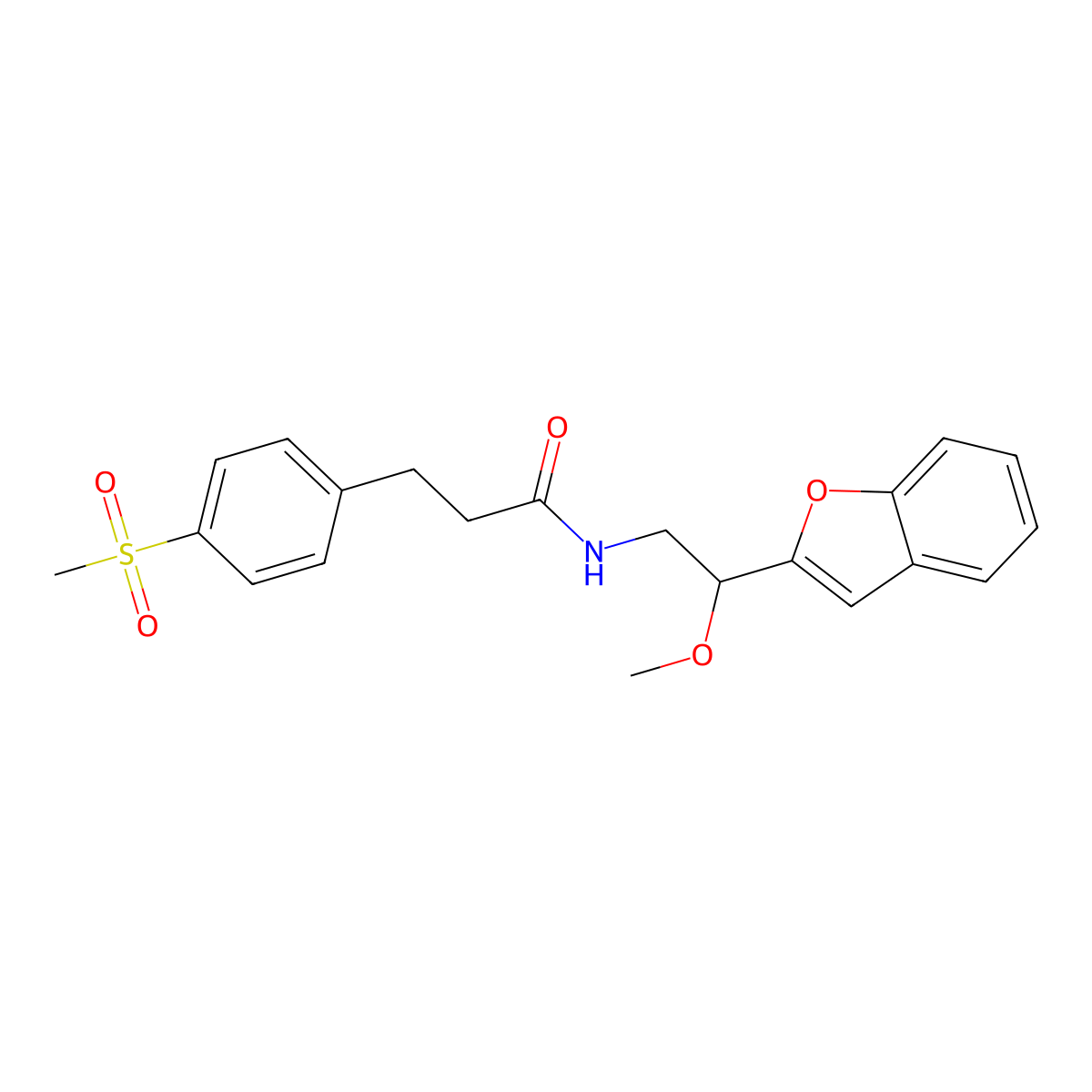 N-(2-(benzofuran-2-yl)-2-methoxyethyl)-3-(4-(methylsulfonyl)phenyl)propanamide molecular structure, CAS 2034556-30-2