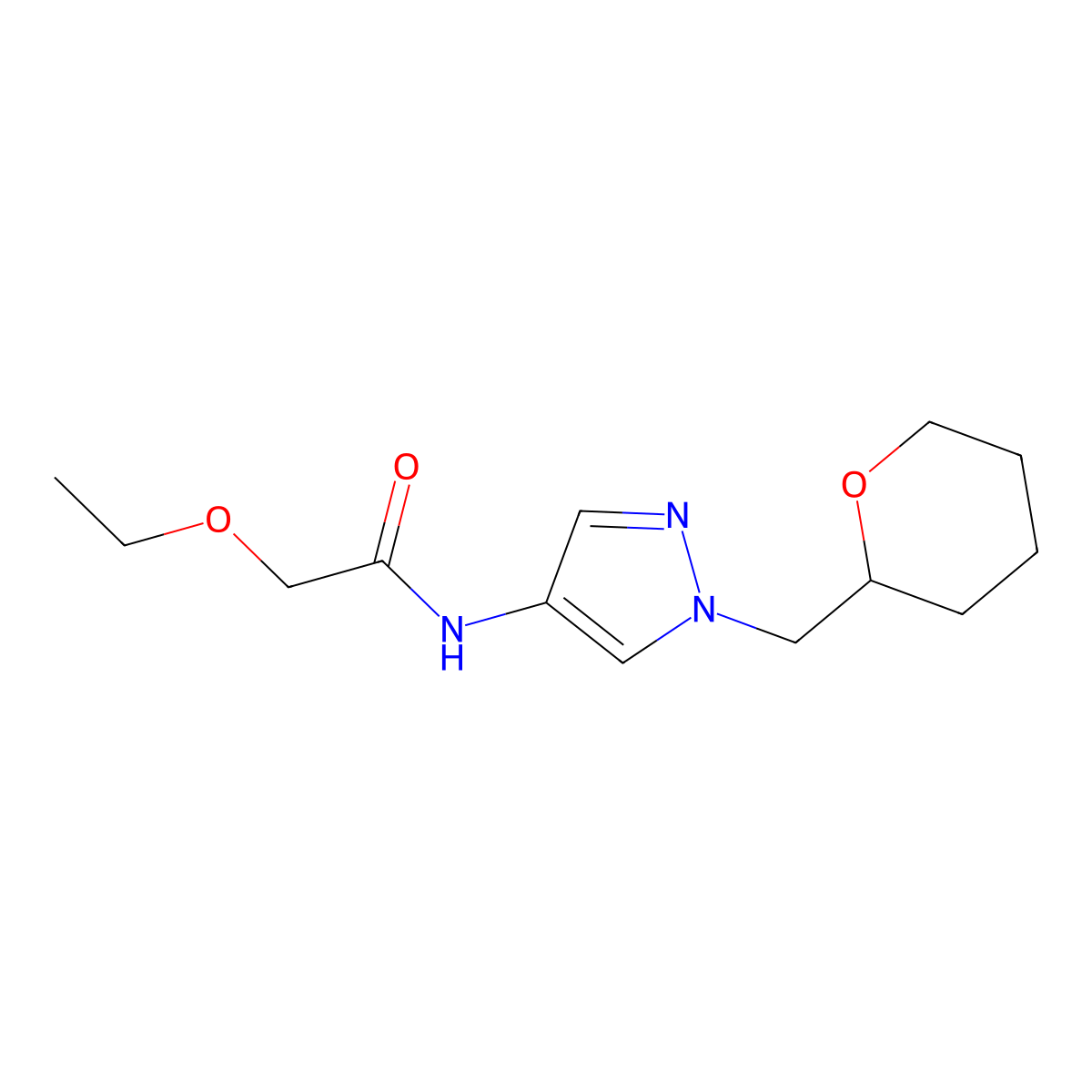 2-ethoxy-N-(1-((tetrahydro-2H-pyran-2-yl)methyl)-1H-pyrazol-4-yl)acetamide molecular structure, CAS 2034556-35-7