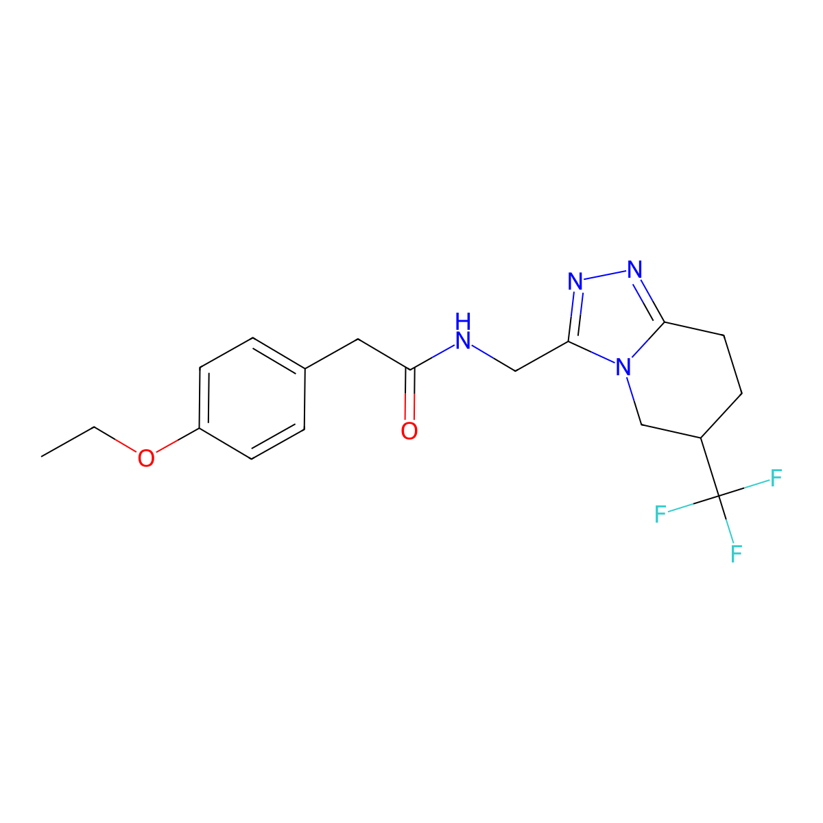 2-(4-ethoxyphenyl)-N-((6-(trifluoromethyl)-5,6,7,8-tetrahydro-[1,2,4]triazolo[4,3-a]pyridin-3-yl)methyl)acetamide molecular structure, CAS 2034556-36-8