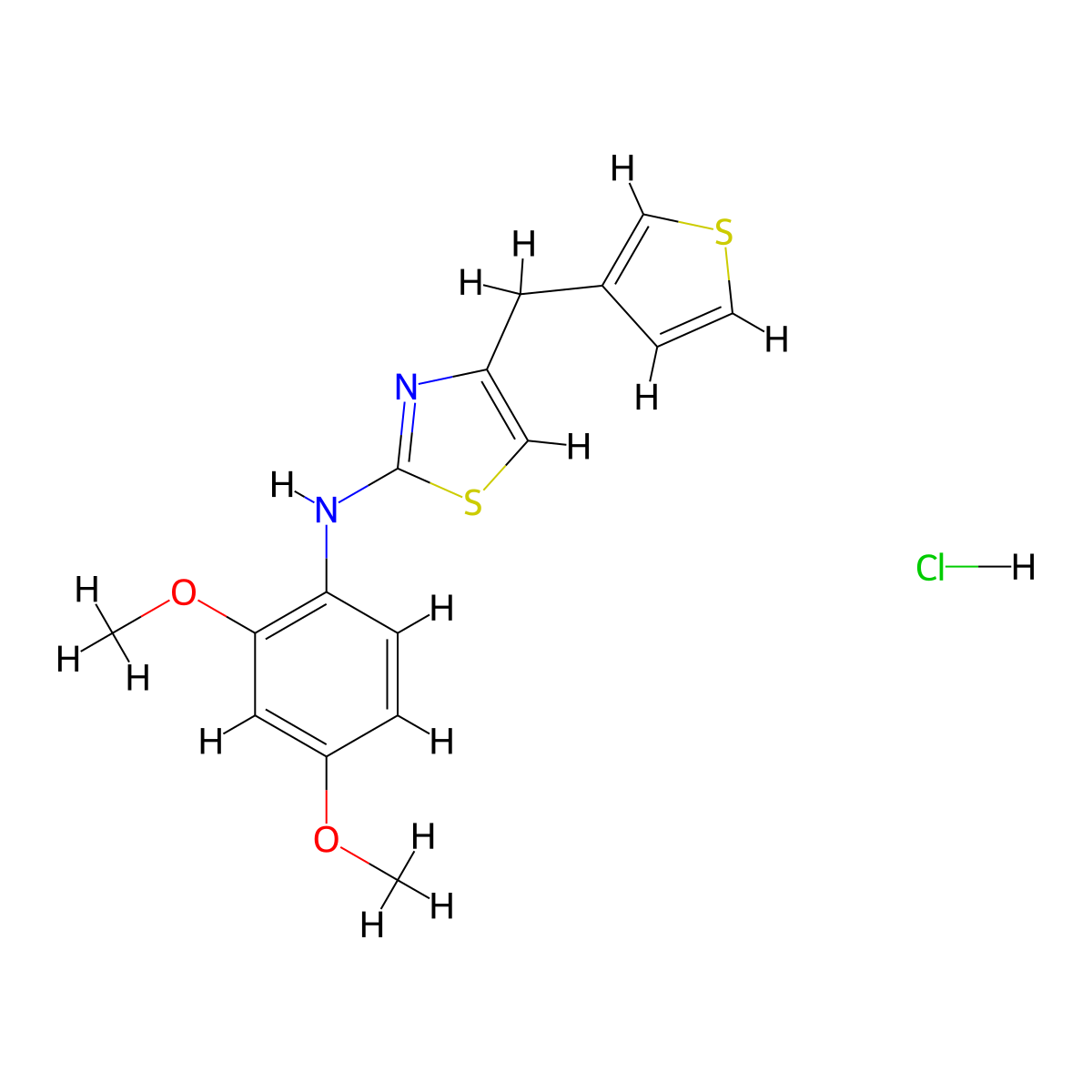 N-(2,4-dimethoxyphenyl)-4-(thiophen-3-ylmethyl)thiazol-2-amine hydrochloride molecular structure, CAS 2034556-44-8