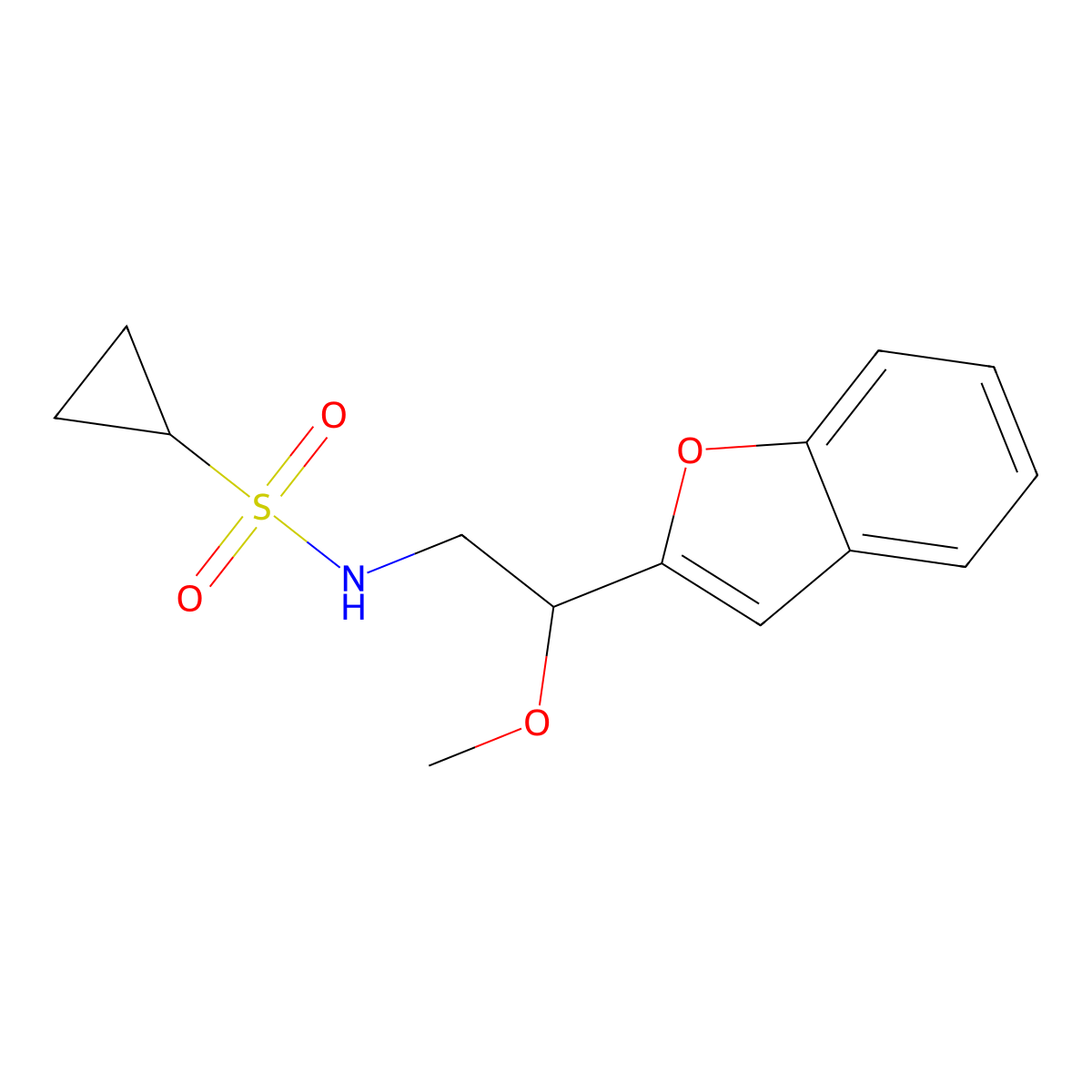 N-(2-(benzofuran-2-yl)-2-methoxyethyl)cyclopropanesulfonamide molecular structure, CAS 2034556-46-0