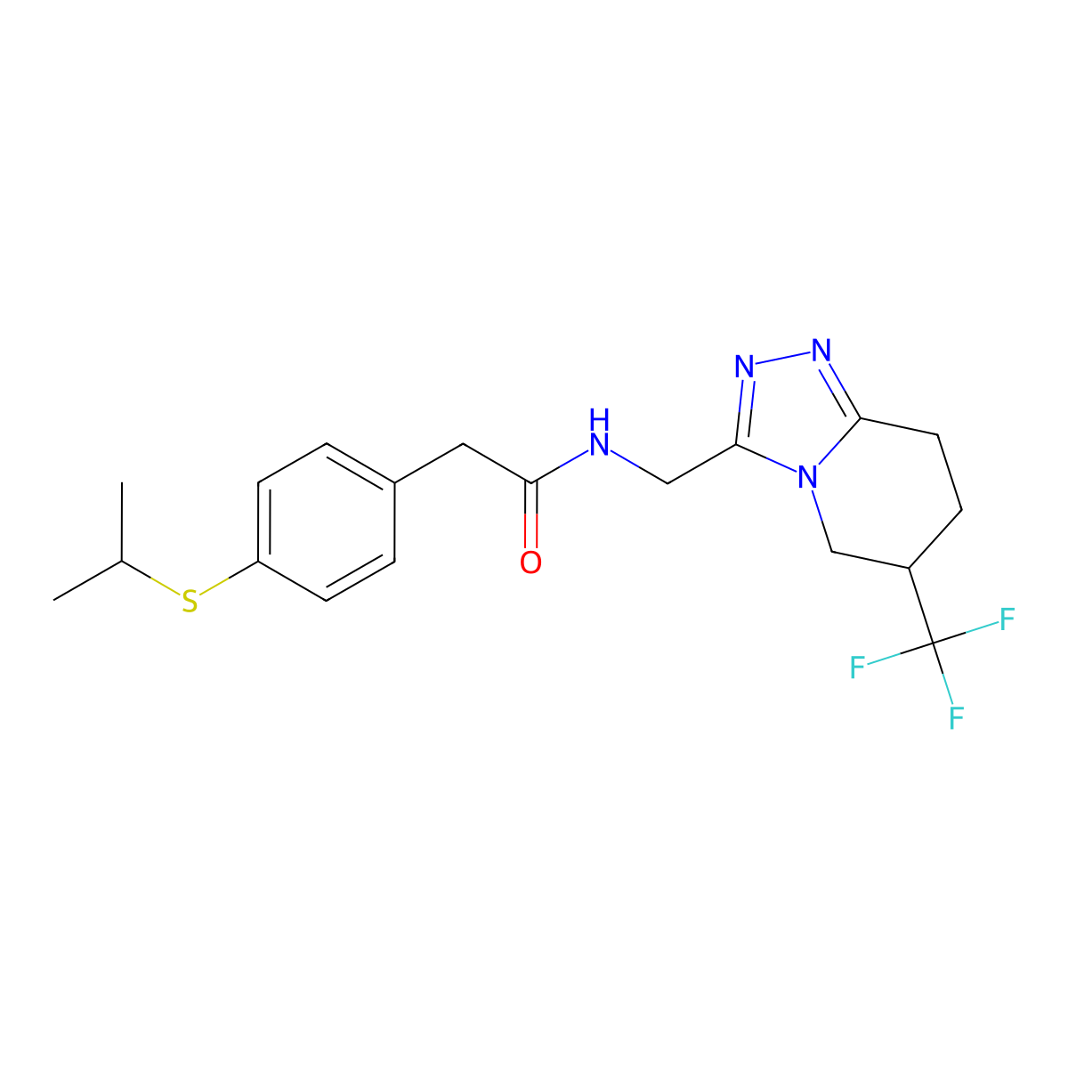 2-(4-(isopropylthio)phenyl)-N-((6-(trifluoromethyl)-5,6,7,8-tetrahydro-[1,2,4]triazolo[4,3-a]pyridin-3-yl)methyl)acetamide molecular structure, CAS 2034556-49-3