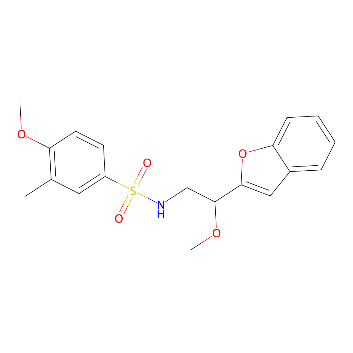N-(2-(benzofuran-2-yl)-2-methoxyethyl)-4-methoxy-3-methylbenzenesulfonamide molecular structure, CAS 2034556-52-8