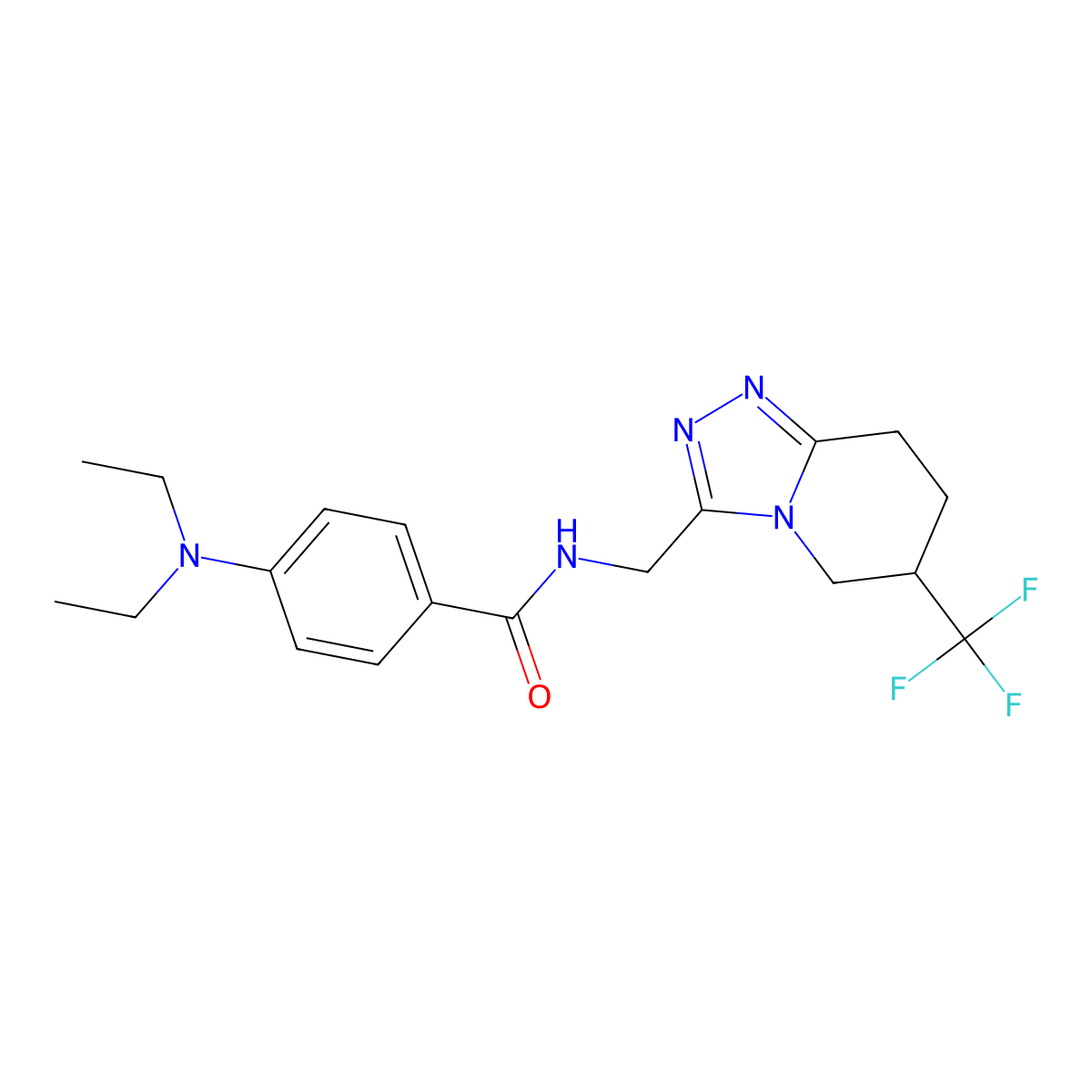 4-(diethylamino)-N-((6-(trifluoromethyl)-5,6,7,8-tetrahydro-[1,2,4]triazolo[4,3-a]pyridin-3-yl)methyl)benzamide molecular structure, CAS 2034556-61-9
