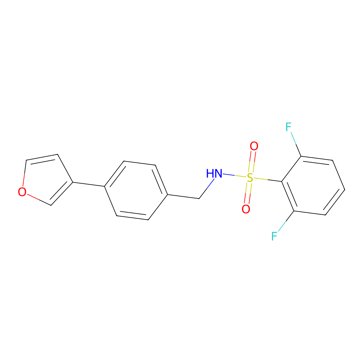 2,6-difluoro-N-(4-(furan-3-yl)benzyl)benzenesulfonamide molecular structure, CAS 2034556-63-1