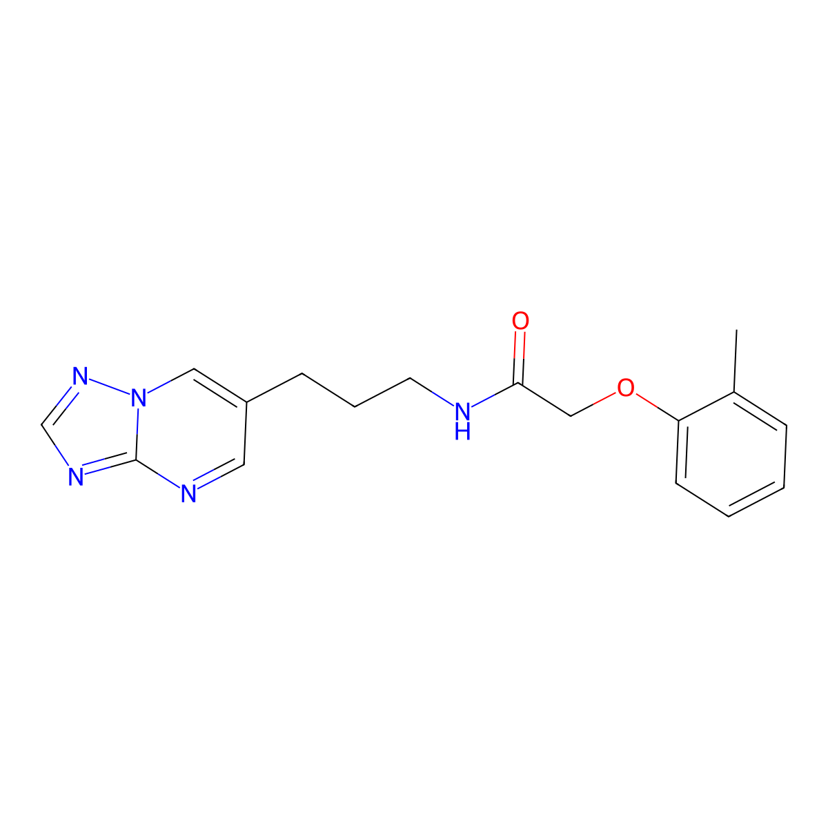 N-(3-([1,2,4]triazolo[1,5-a]pyrimidin-6-yl)propyl)-2-(o-tolyloxy)acetamide molecular structure, CAS 2034556-70-0