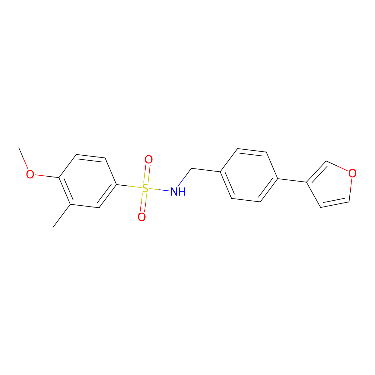 N-(4-(furan-3-yl)benzyl)-4-methoxy-3-methylbenzenesulfonamide molecular structure, CAS 2034556-71-1