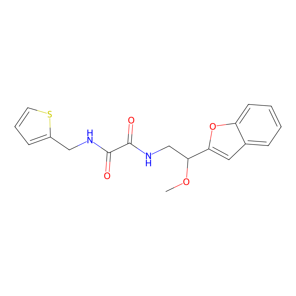 N1-(2-(benzofuran-2-yl)-2-methoxyethyl)-N2-(thiophen-2-ylmethyl)oxalamide molecular structure, CAS 2034556-76-6
