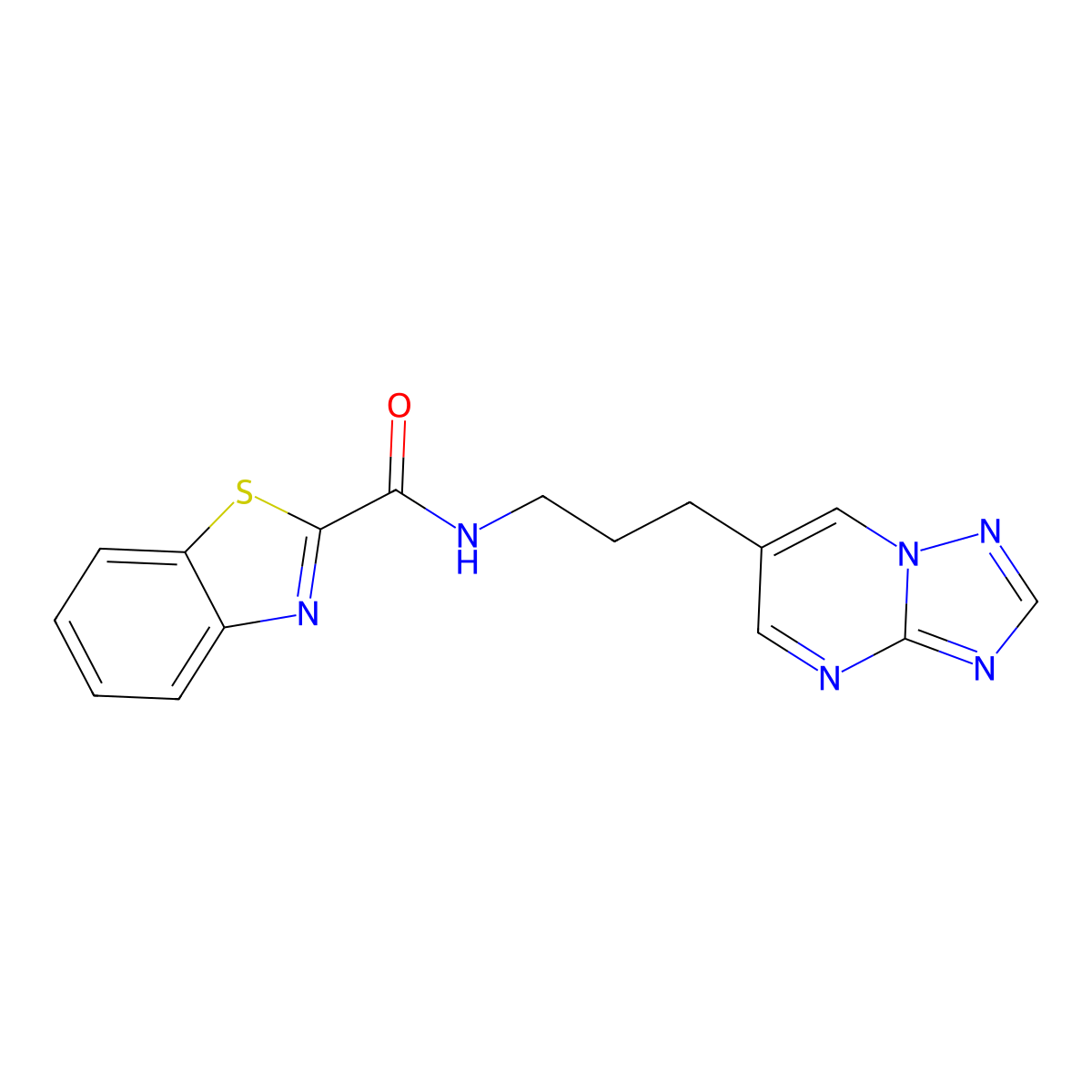 N-(3-([1,2,4]triazolo[1,5-a]pyrimidin-6-yl)propyl)benzo[d]thiazole-2-carboxamide molecular structure, CAS 2034556-80-2