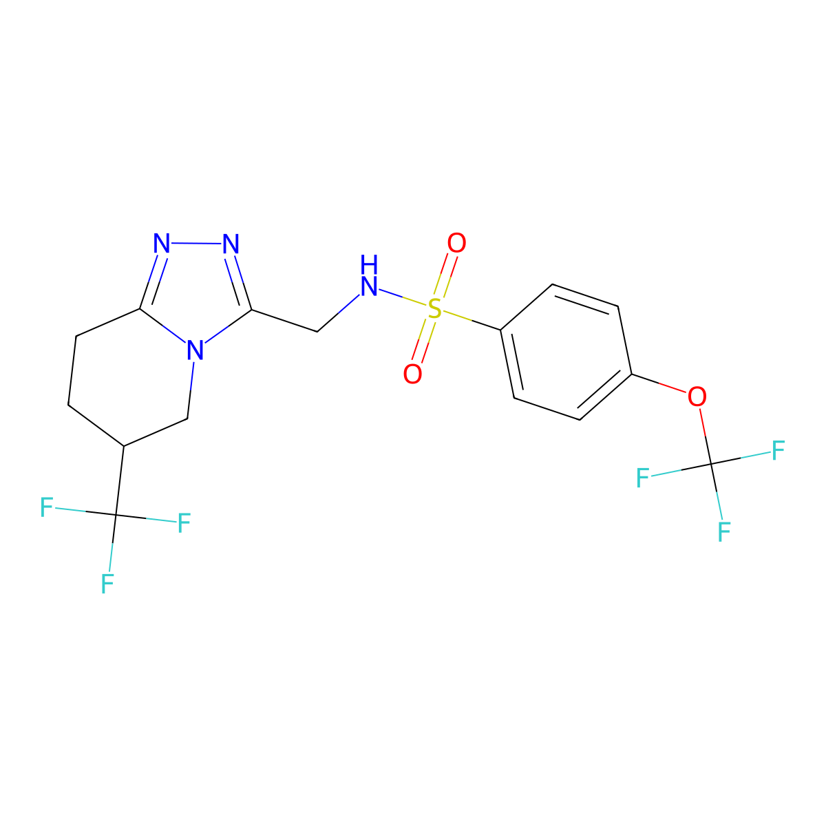 4-(trifluoromethoxy)-N-((6-(trifluoromethyl)-5,6,7,8-tetrahydro-[1,2,4]triazolo[4,3-a]pyridin-3-yl)methyl)benzenesulfonamide molecular structure, CAS 2034556-83-5