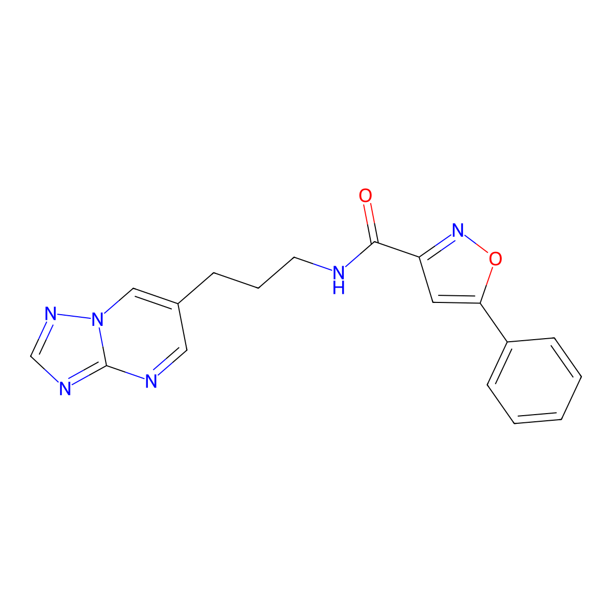 N-(3-([1,2,4]triazolo[1,5-a]pyrimidin-6-yl)propyl)-5-phenylisoxazole-3-carboxamide molecular structure, CAS 2034556-88-0