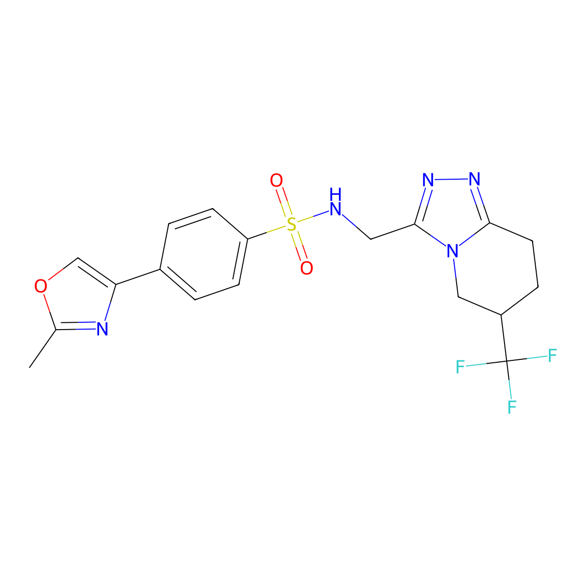 4-(2-methyloxazol-4-yl)-N-((6-(trifluoromethyl)-5,6,7,8-tetrahydro-[1,2,4]triazolo[4,3-a]pyridin-3-yl)methyl)benzenesulfonamide molecular structure, CAS 2034556-89-1