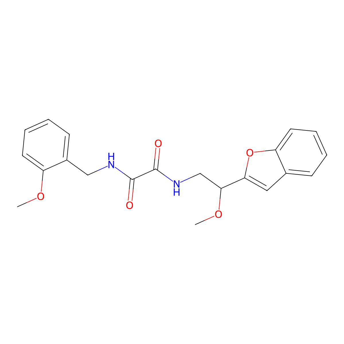 N1-(2-(benzofuran-2-yl)-2-methoxyethyl)-N2-(2-methoxybenzyl)oxalamide molecular structure, CAS 2034556-91-5