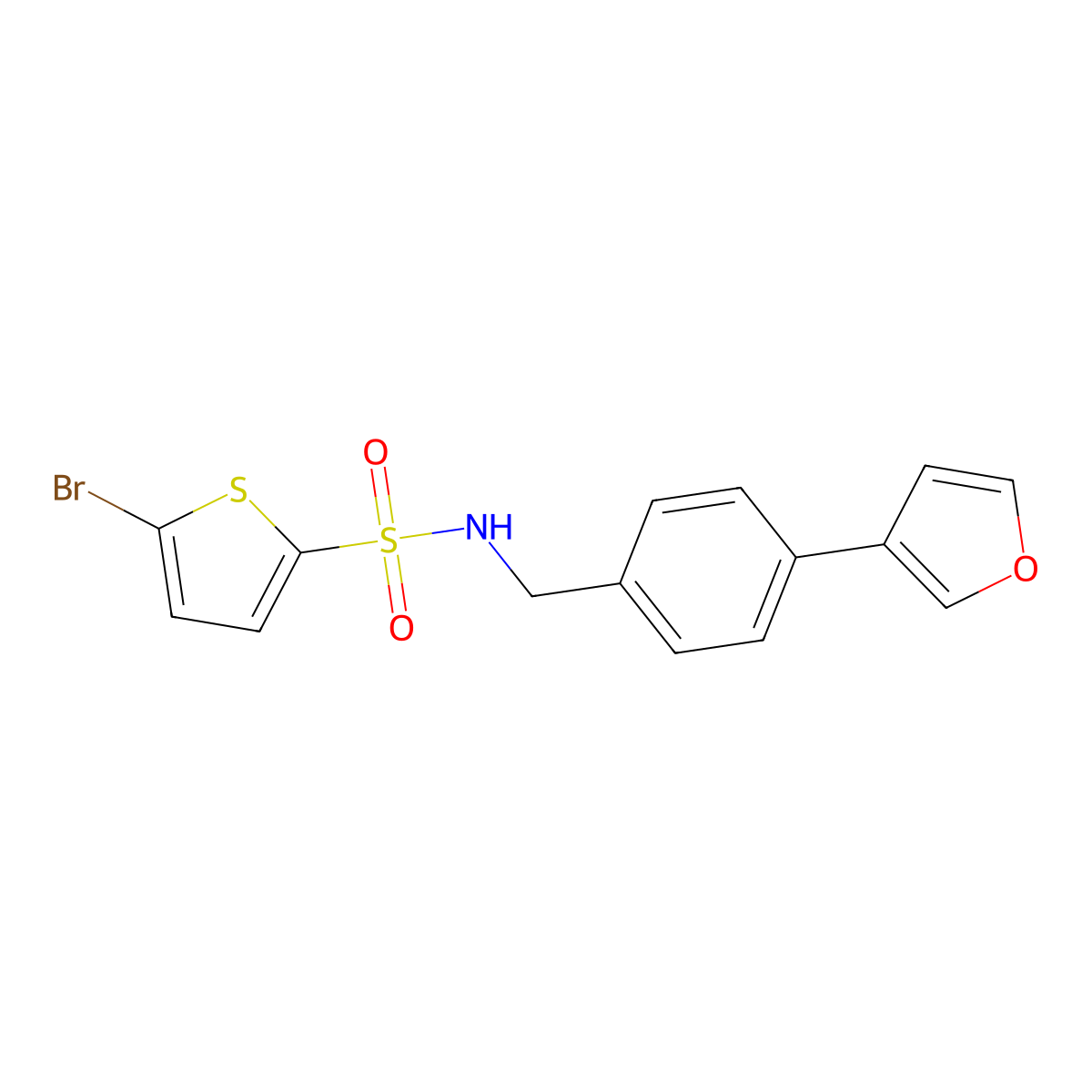 5-bromo-N-(4-(furan-3-yl)benzyl)thiophene-2-sulfonamide molecular structure, CAS 2034556-97-1