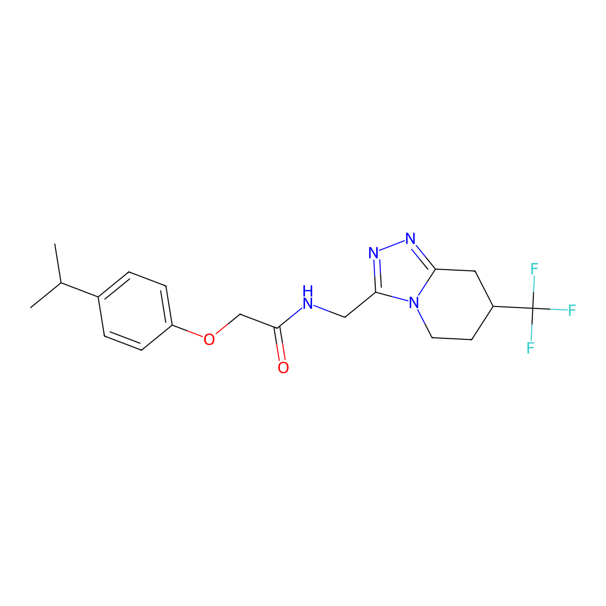2-(4-isopropylphenoxy)-N-((7-(trifluoromethyl)-5,6,7,8-tetrahydro-[1,2,4]triazolo[4,3-a]pyridin-3-yl)methyl)acetamide molecular structure, CAS 2034557-02-1