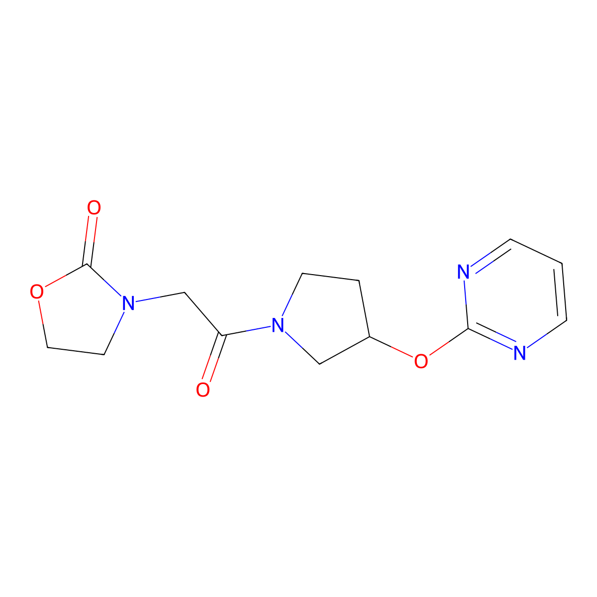 3-(2-Oxo-2-(3-(pyrimidin-2-yloxy)pyrrolidin-1-yl)ethyl)oxazolidin-2-one molecular structure, CAS 2034557-04-3