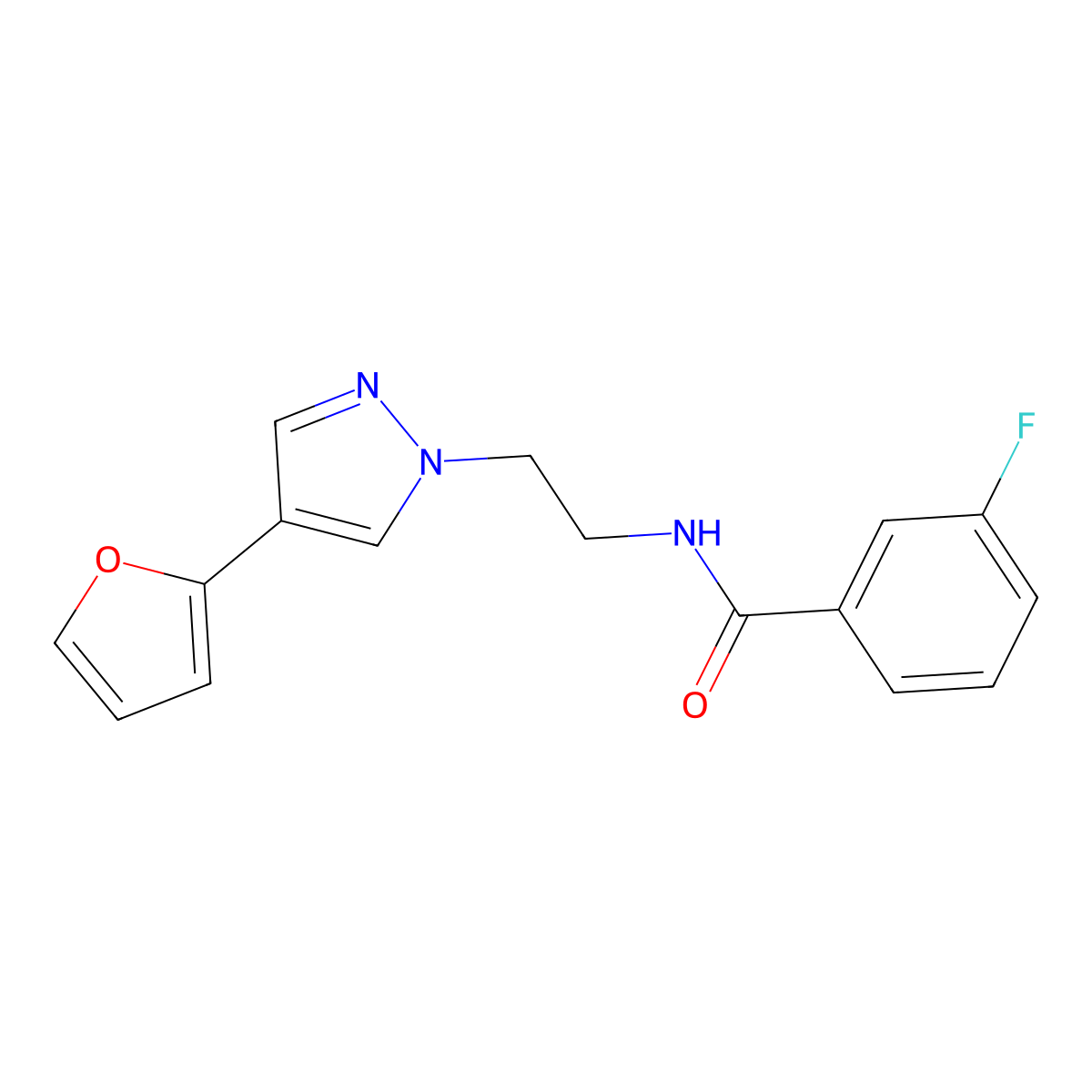 3-fluoro-N-(2-(4-(furan-2-yl)-1H-pyrazol-1-yl)ethyl)benzamide molecular structure, CAS 2034557-06-5