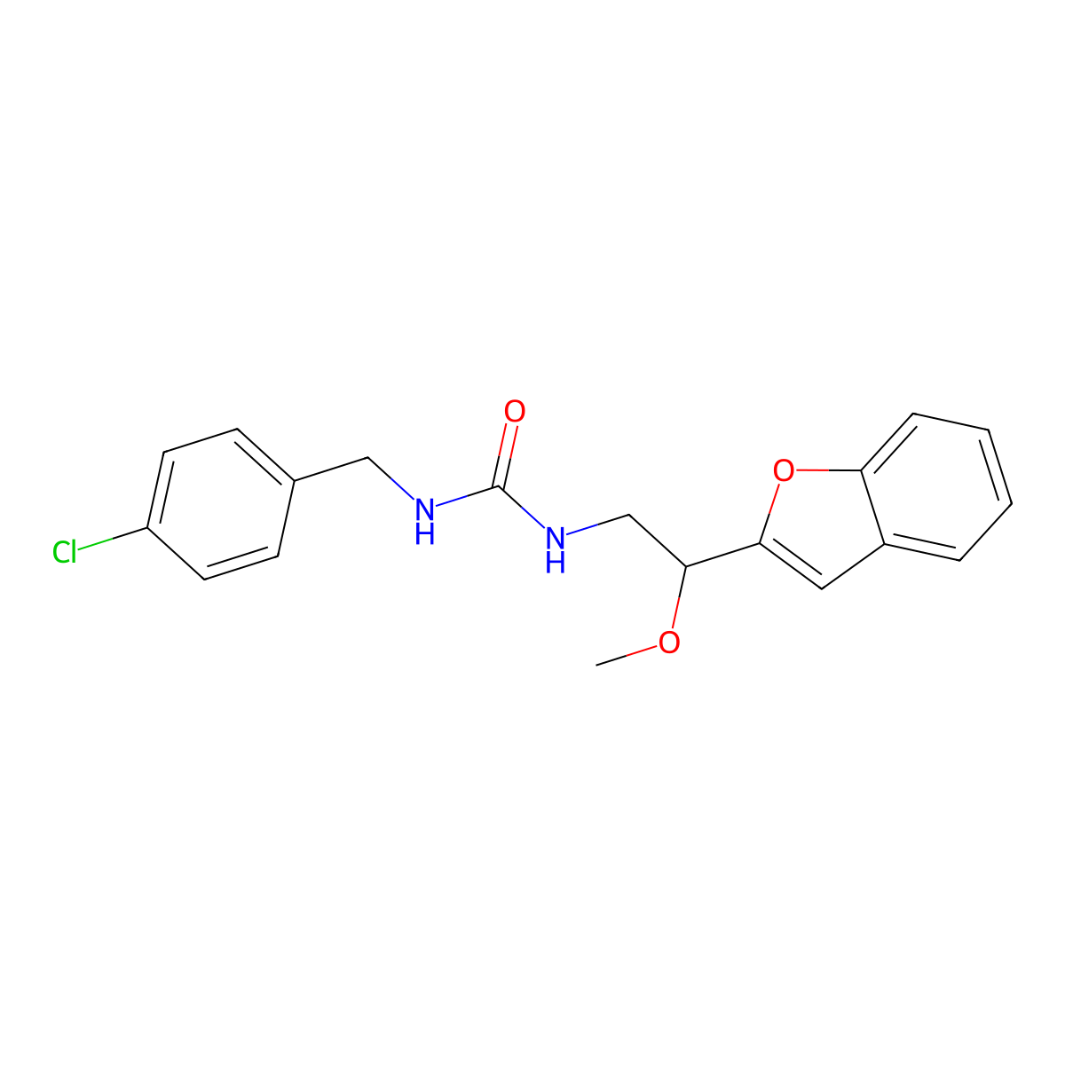 1-(2-(Benzofuran-2-yl)-2-methoxyethyl)-3-(4-chlorobenzyl)urea molecular structure, CAS 2034557-13-4