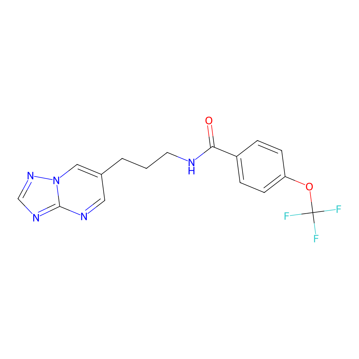 N-(3-([1,2,4]triazolo[1,5-a]pyrimidin-6-yl)propyl)-4-(trifluoromethoxy)benzamide molecular structure, CAS 2034557-14-5