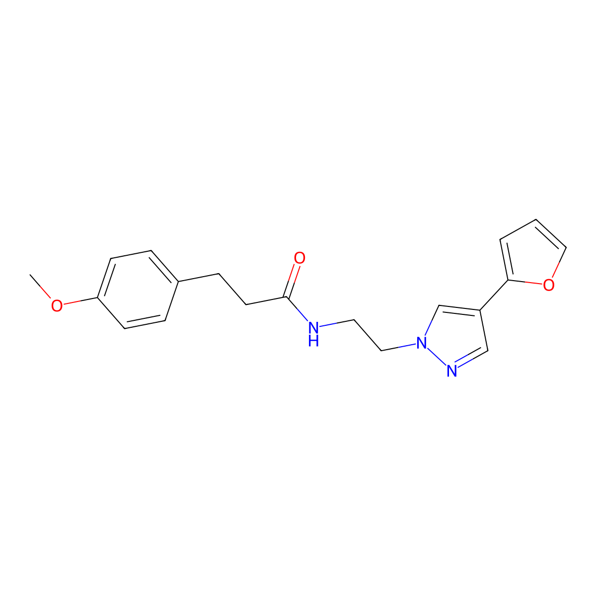N-{2-[4-(furan-2-yl)-1H-pyrazol-1-yl]ethyl}-3-(4-methoxyphenyl)propanamide molecular structure, CAS 2034557-25-8