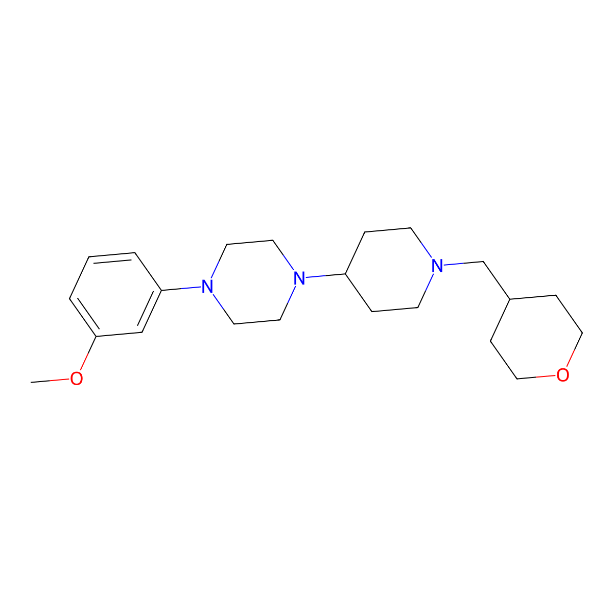 1-(3-methoxyphenyl)-4-(1-((tetrahydro-2H-pyran-4-yl)methyl)piperidin-4-yl)piperazine molecular structure, CAS 2034557-26-9