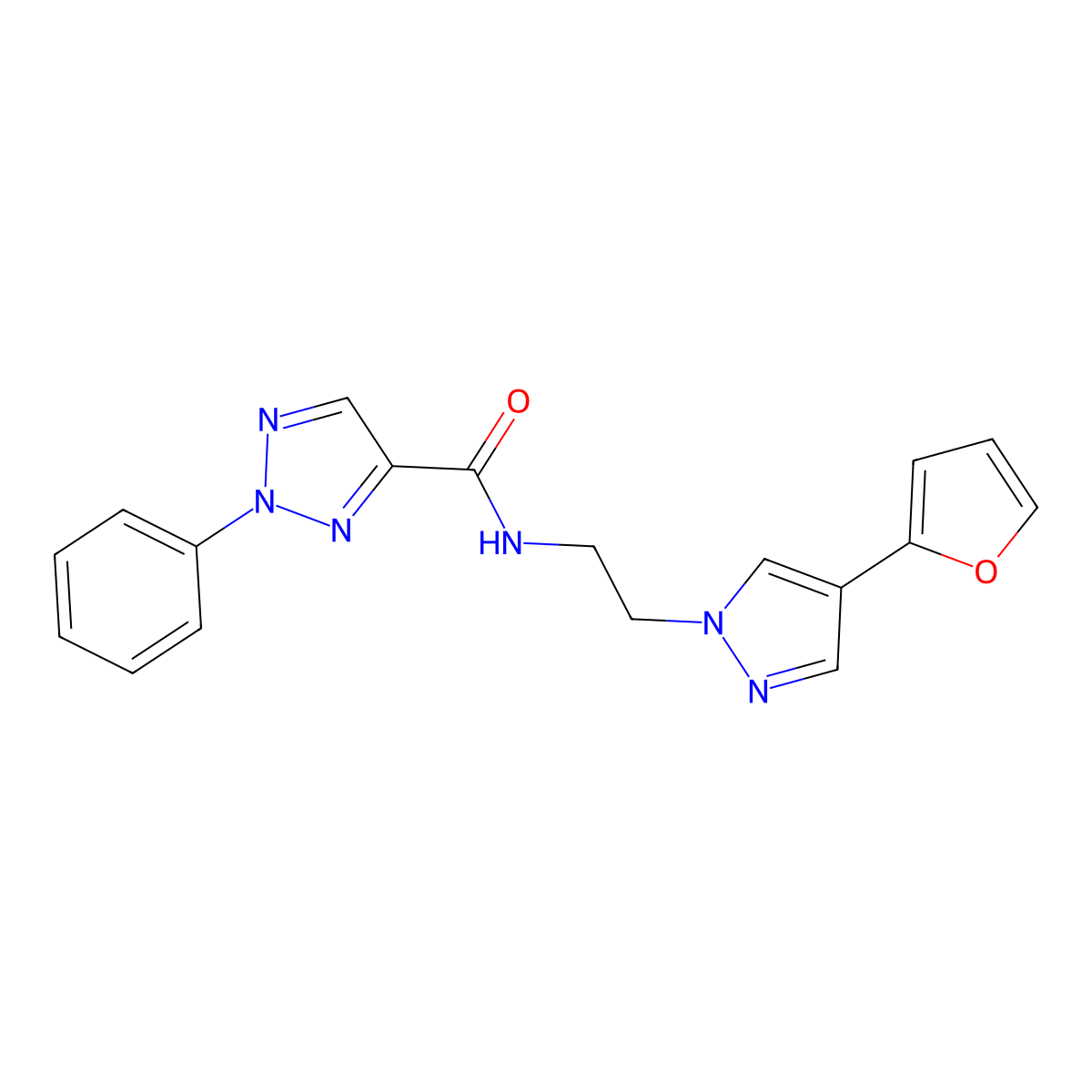 N-(2-(4-(furan-2-yl)-1H-pyrazol-1-yl)ethyl)-2-phenyl-2H-1,2,3-triazole-4-carboxamide molecular structure, CAS 2034557-31-6