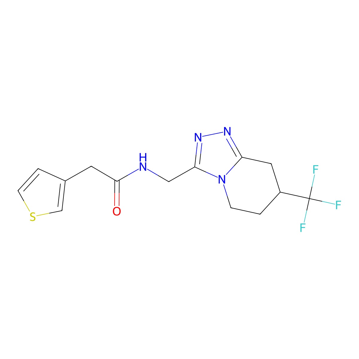 2-(thiophen-3-yl)-N-{[7-(trifluoromethyl)-5H,6H,7H,8H-[1,2,4]triazolo[4,3-a]pyridin-3-yl]methyl}acetamide molecular structure, CAS 2034557-37-2