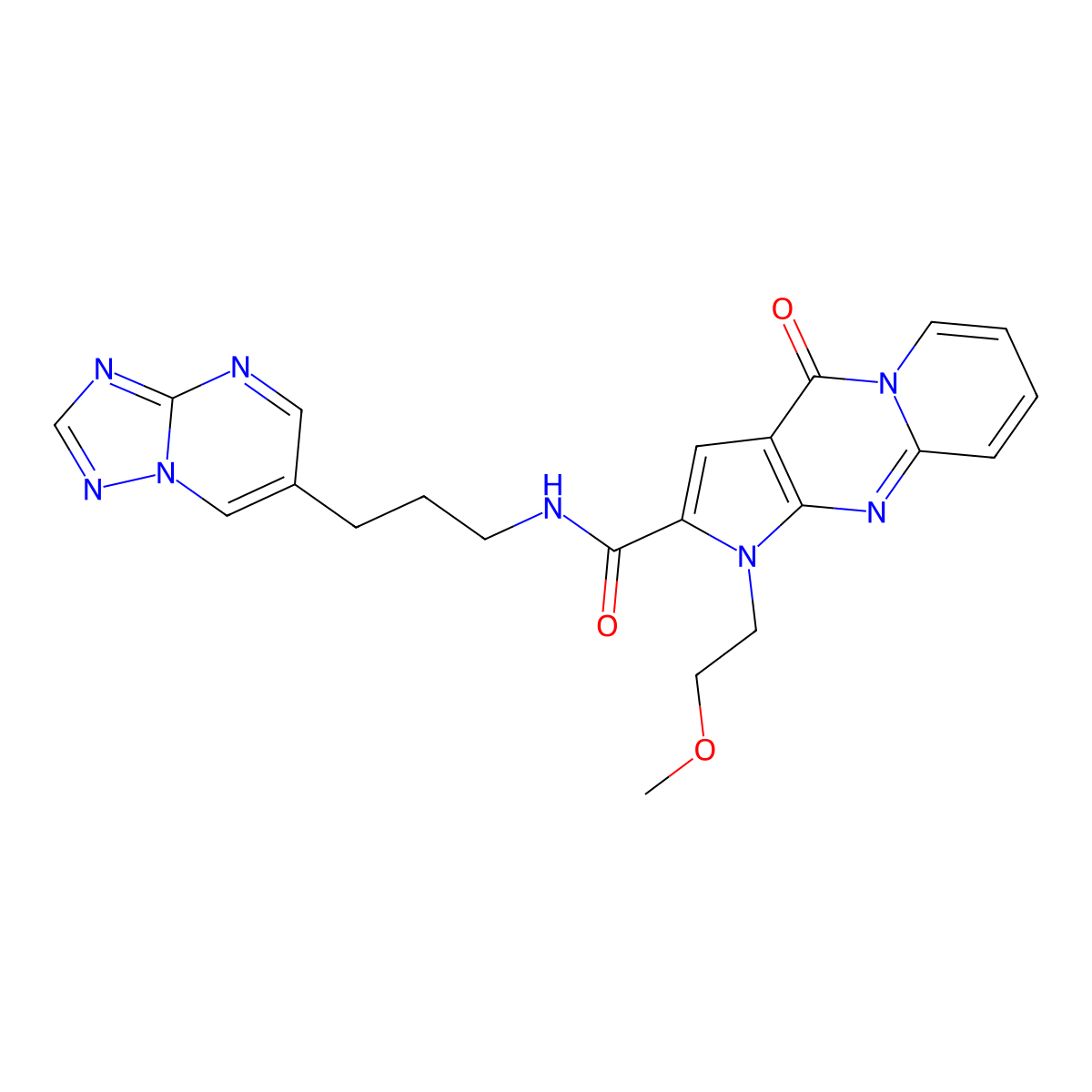N-(3-([1,2,4]triazolo[1,5-a]pyrimidin-6-yl)propyl)-1-(2-methoxyethyl)-4-oxo-1,4-dihydropyrido[1,2-a]pyrrolo[2,3-d]pyrimidine-2-carboxamide molecular structure, CAS 2034557-38-3