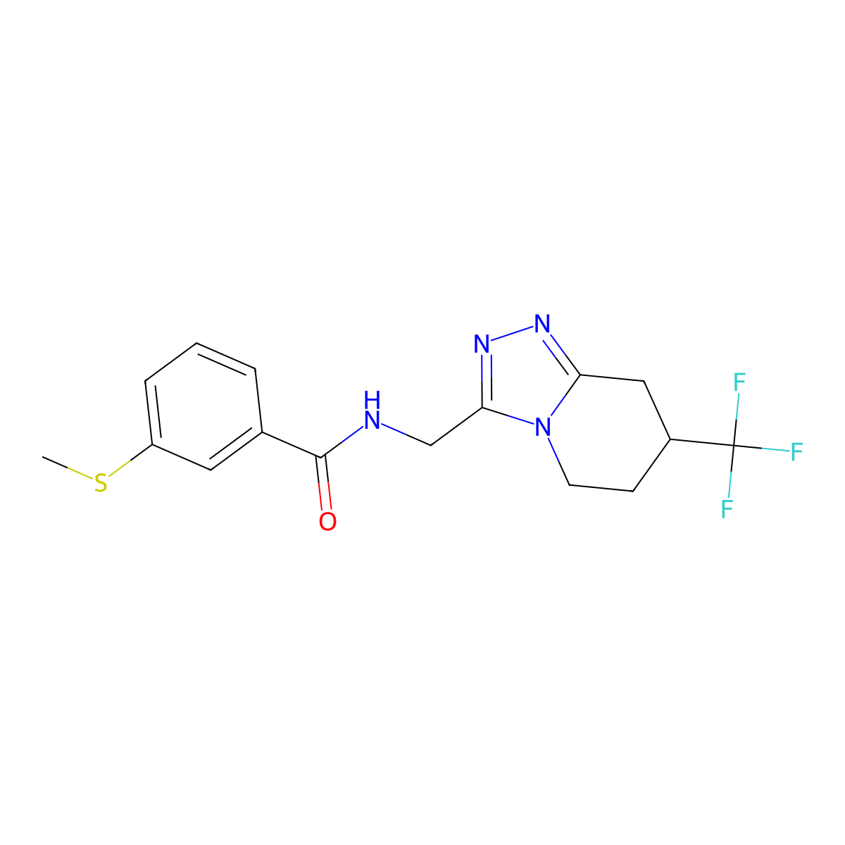 3-(methylthio)-N-((7-(trifluoromethyl)-5,6,7,8-tetrahydro-[1,2,4]triazolo[4,3-a]pyridin-3-yl)methyl)benzamide molecular structure, CAS 2034557-49-6